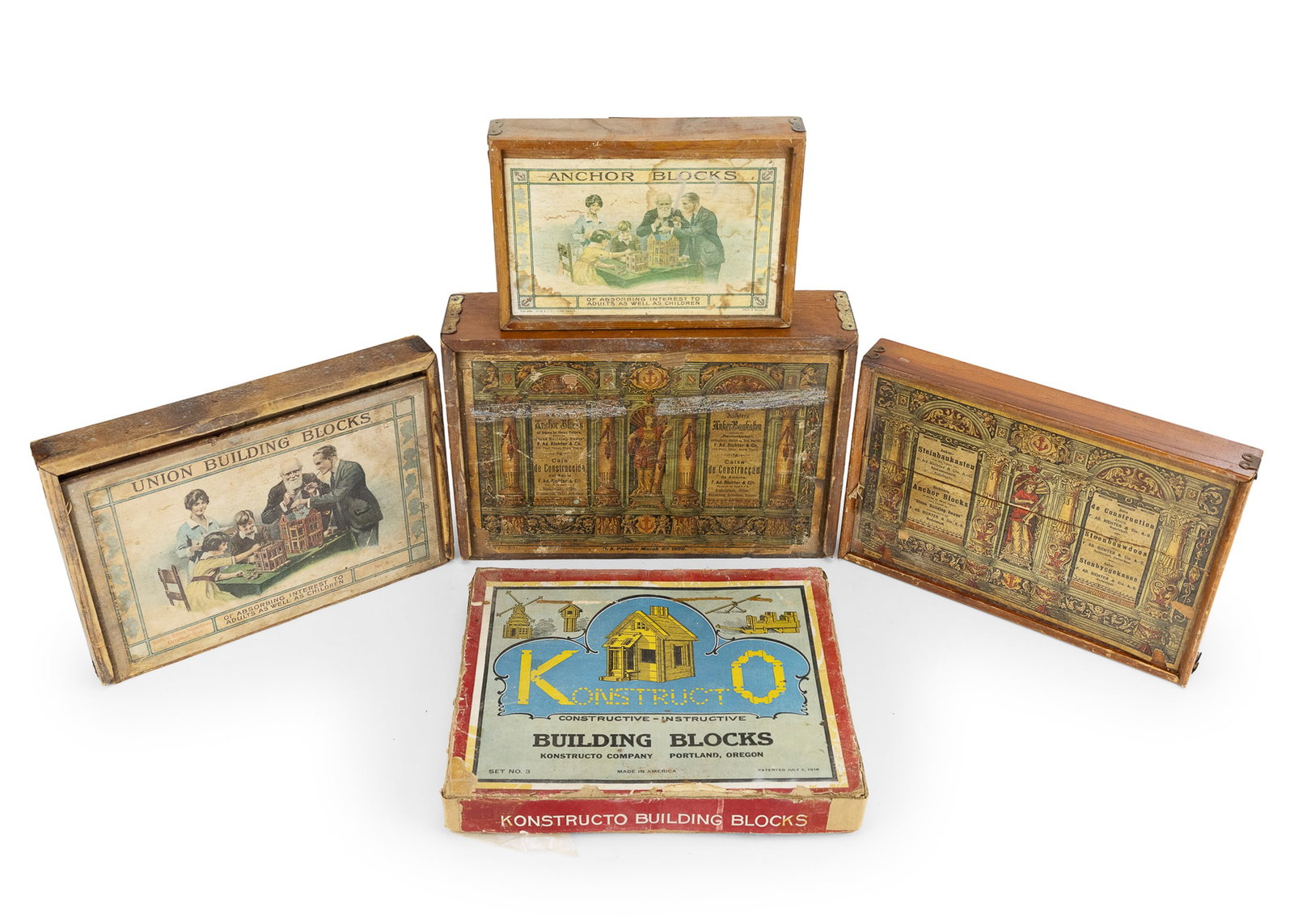 Five Vintage Building Block Sets (1 of 7)