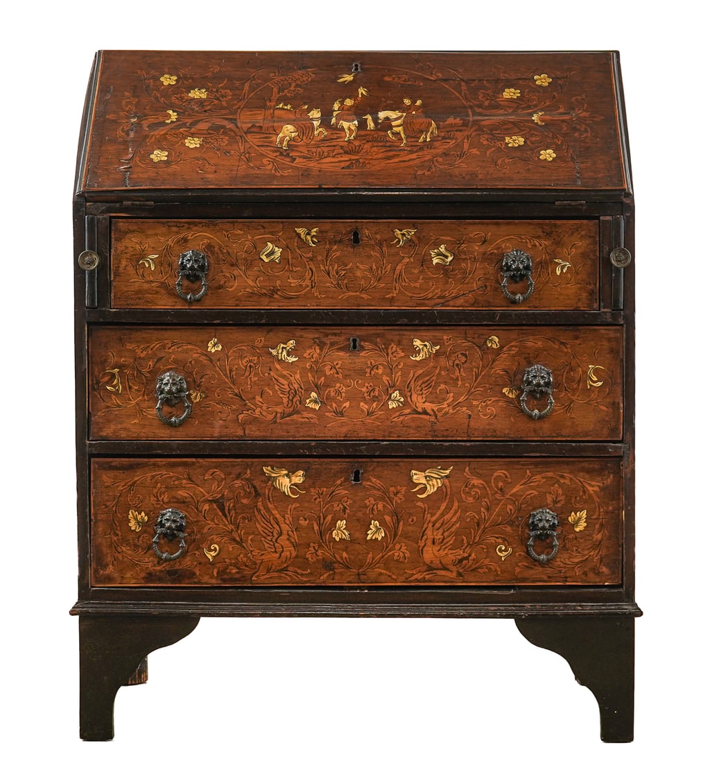 Petite Continental Marquetry Inlaid Desk (1 of 1)