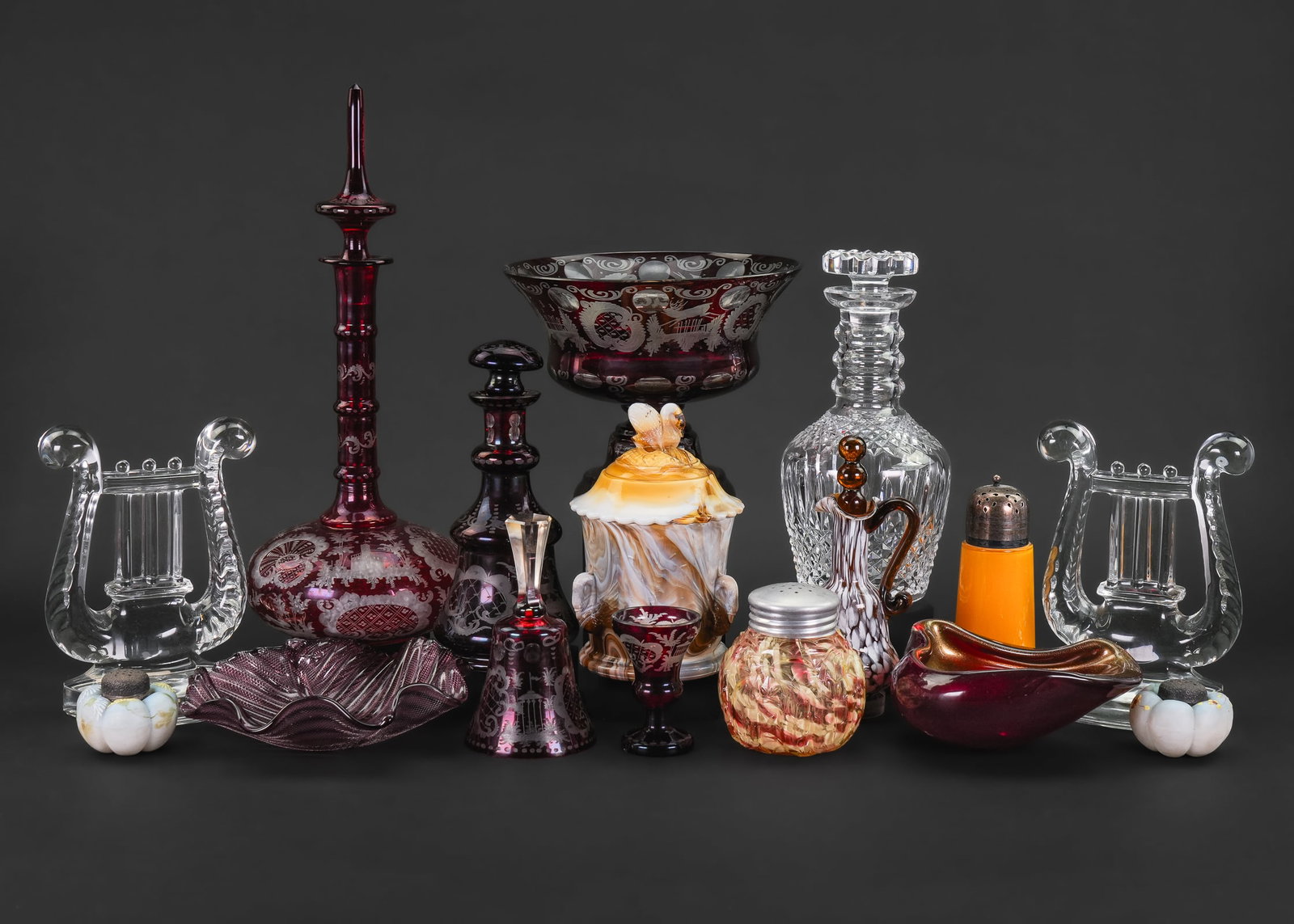 Bohemian Flashed and Assorted Art Glass (1 of 1)