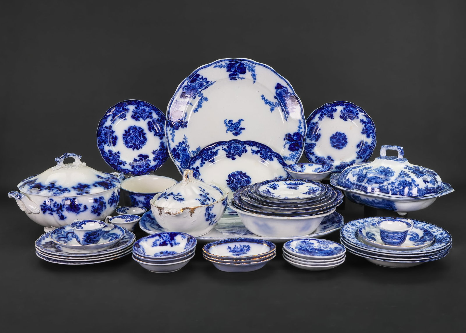 Collection of Late Flow Blue Dinnerware (1 of 1)