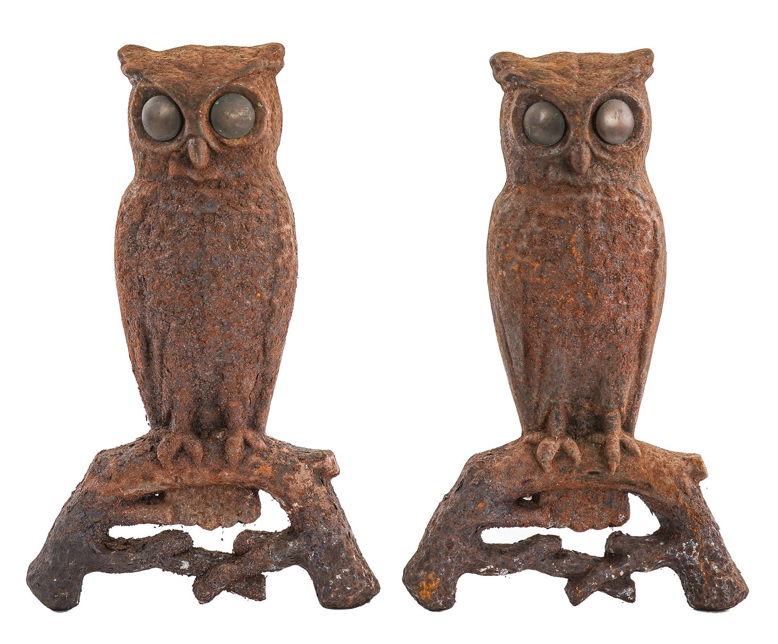 Cast Iron Owl Andirons (1 of 1)