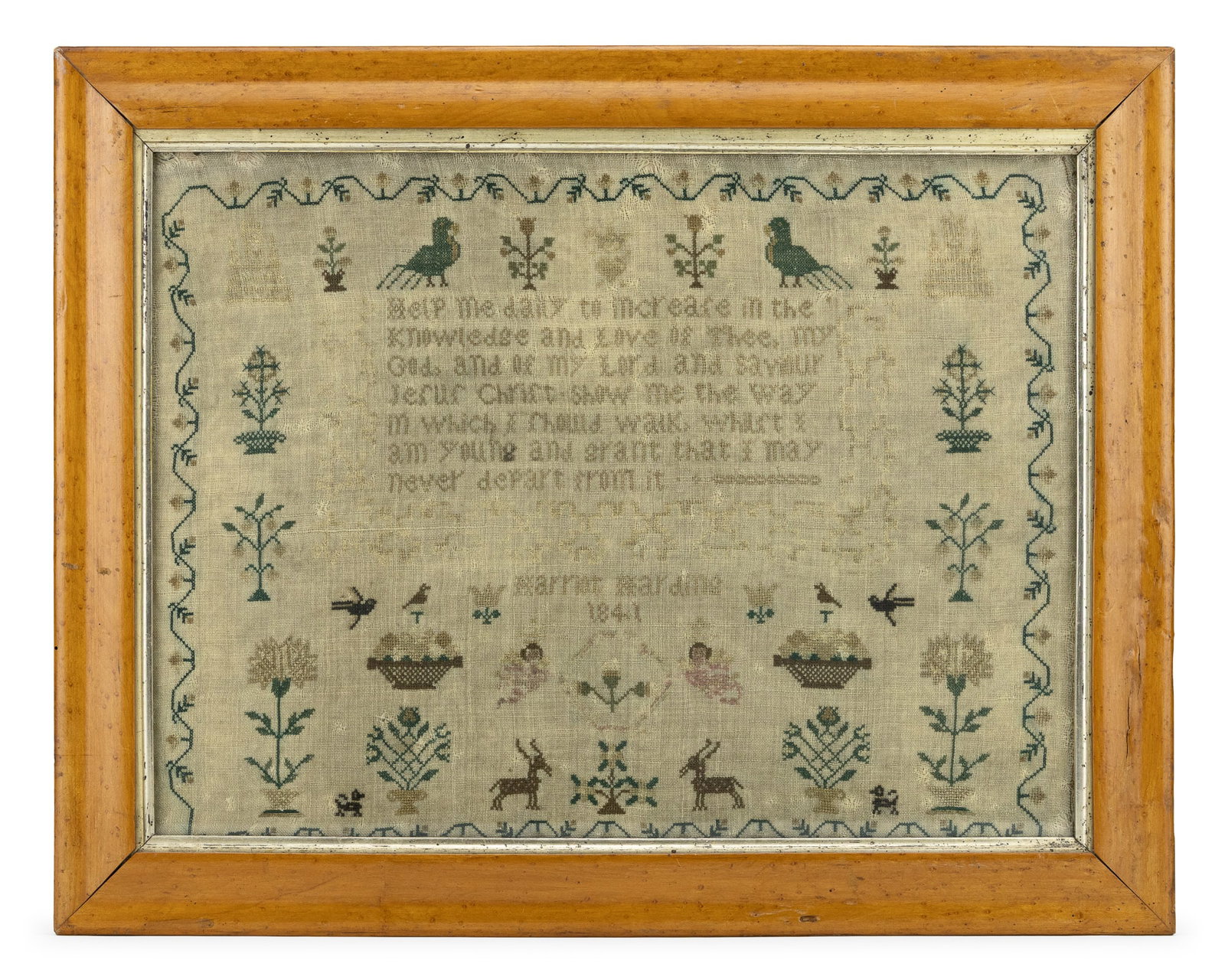 1841 Schoolgirl Sampler with Verse (1 of 4)