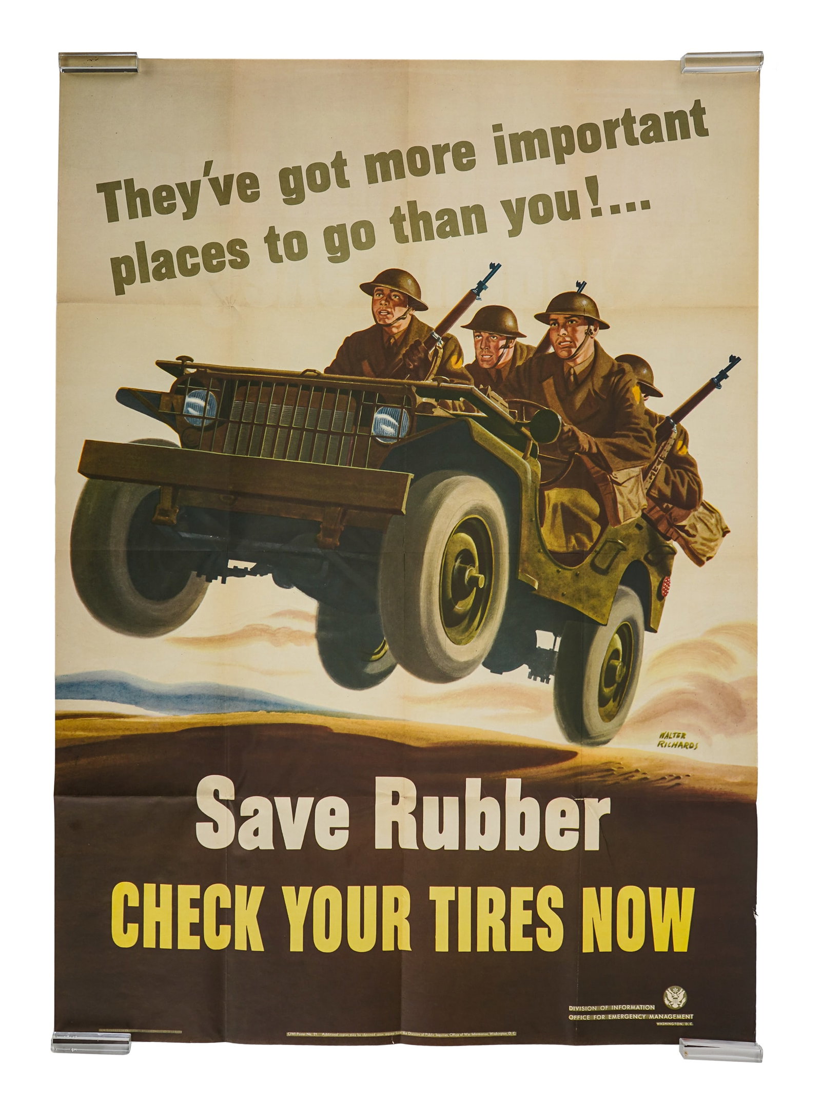 Walter Richards (AM 1907-2006) WWII "Save Rubber" Homefront Poster (1 of 4)