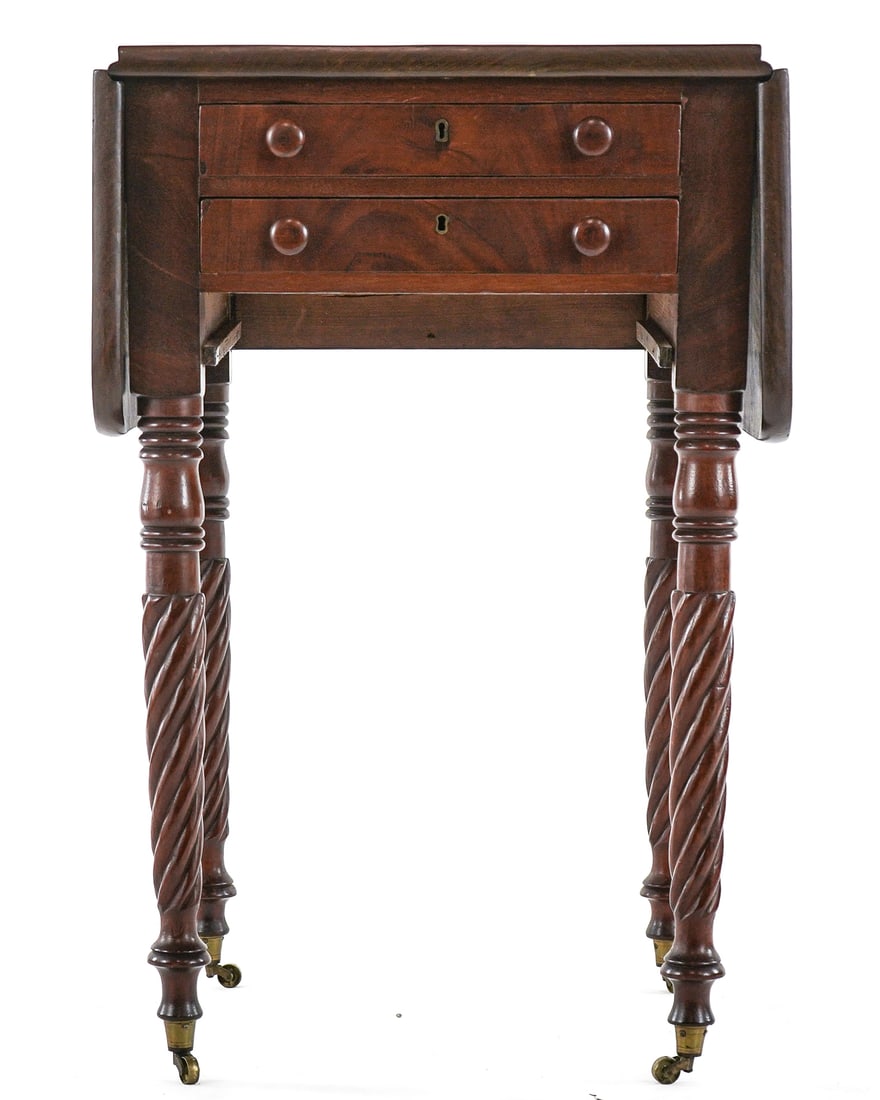 19th c Mahogany drop leaf work table - 2