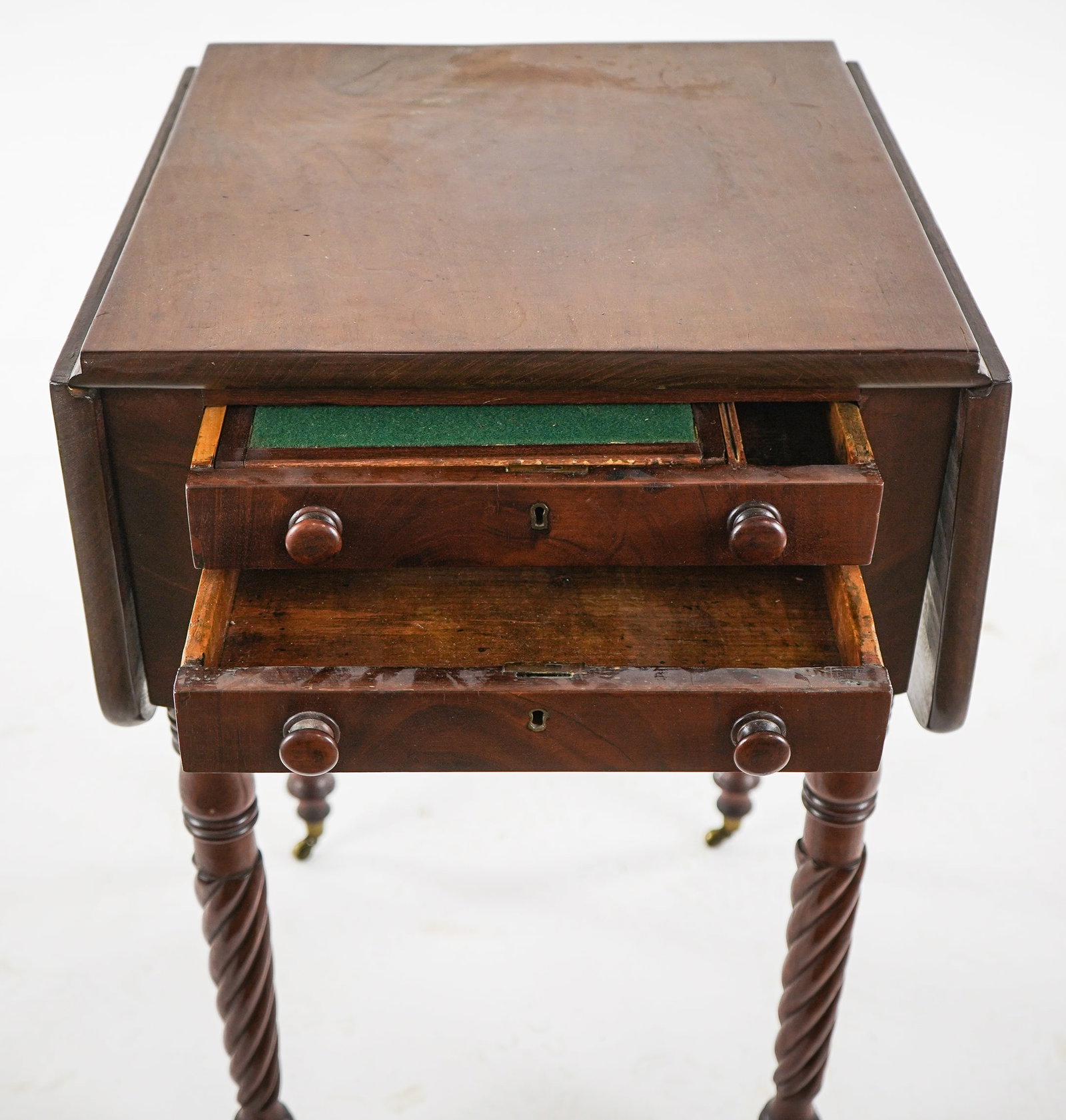 19th c Mahogany drop leaf work table - 3