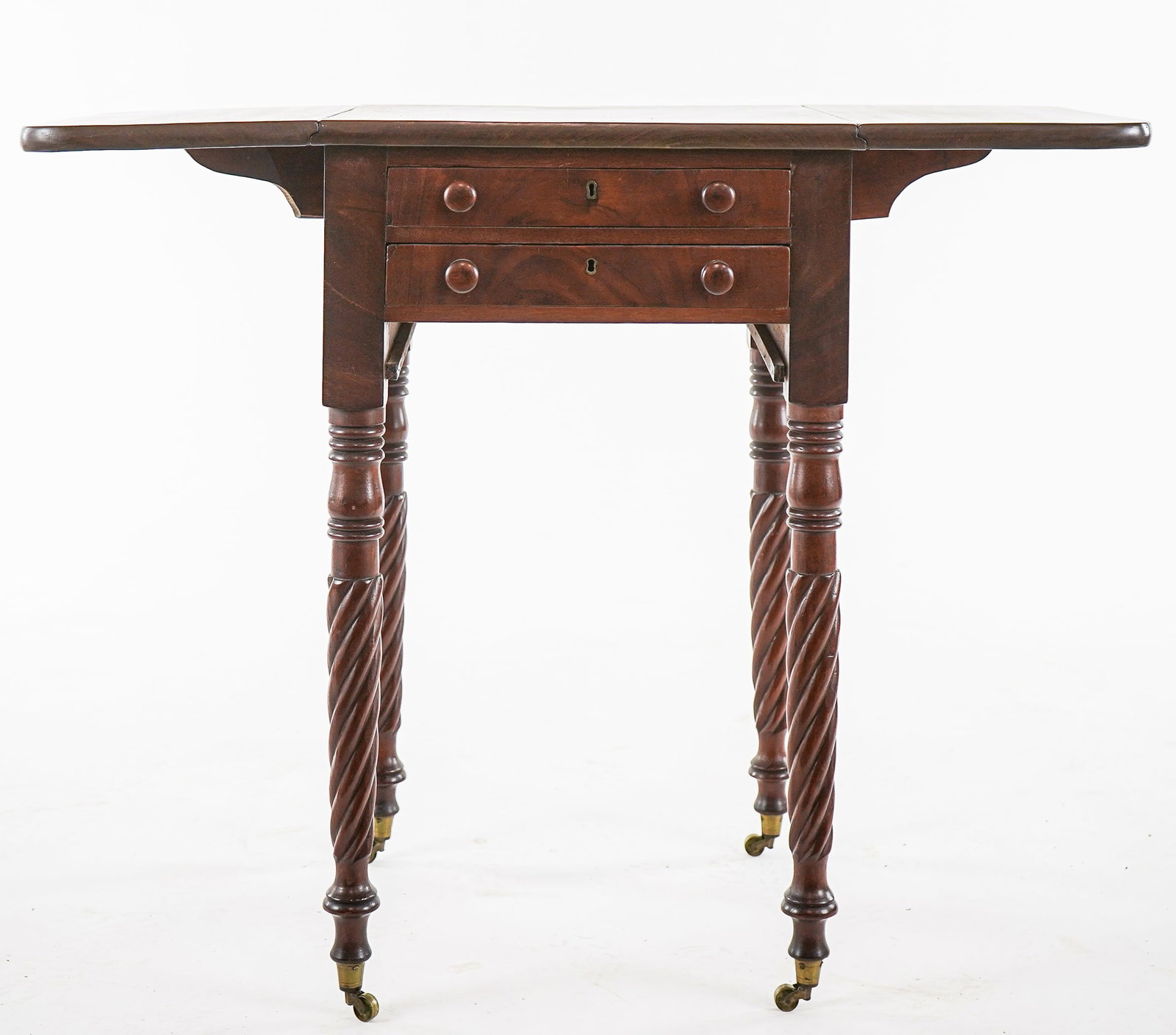 19th c Mahogany drop leaf work table - 4