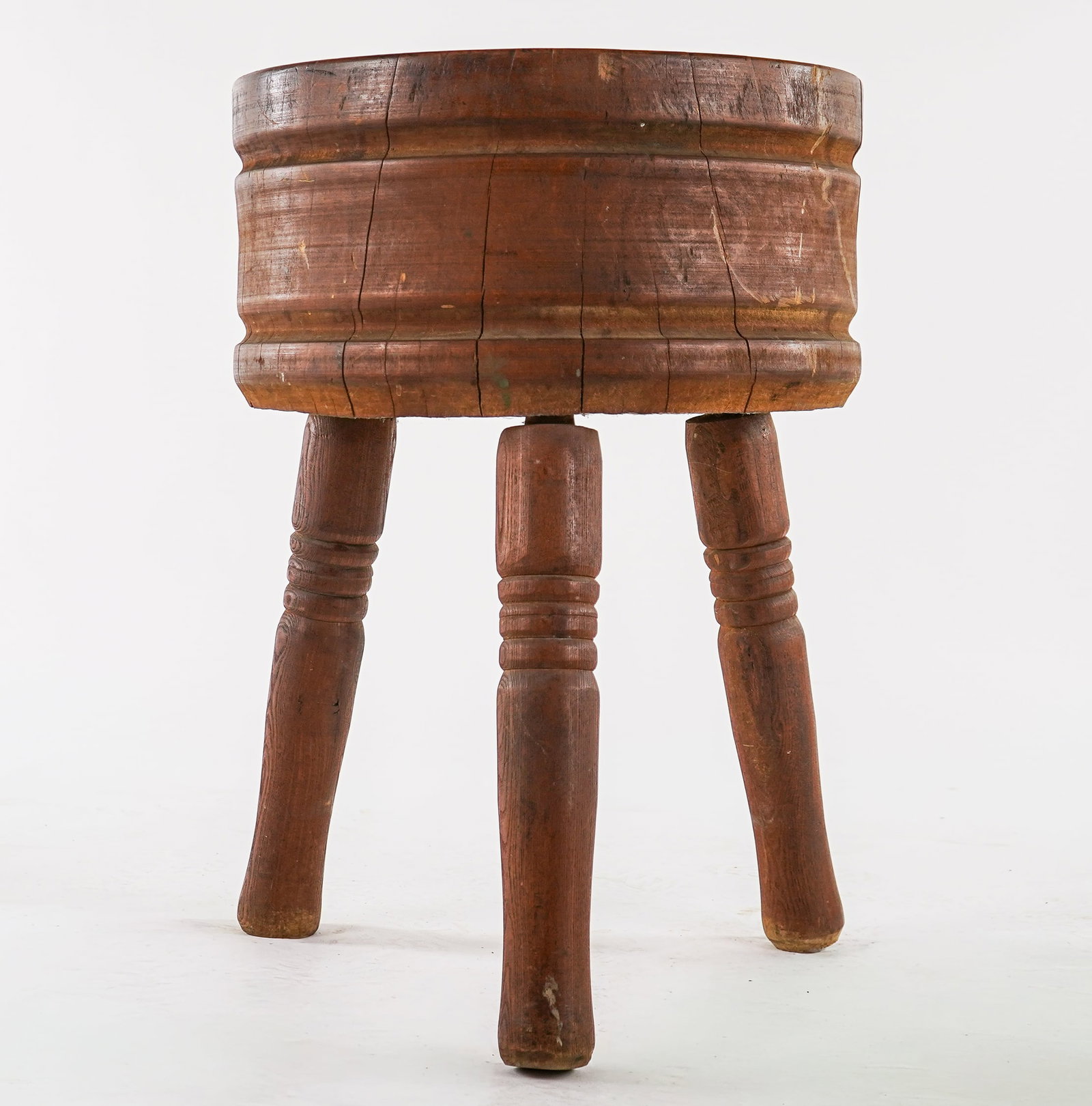19th c Maple round butcher block - 2