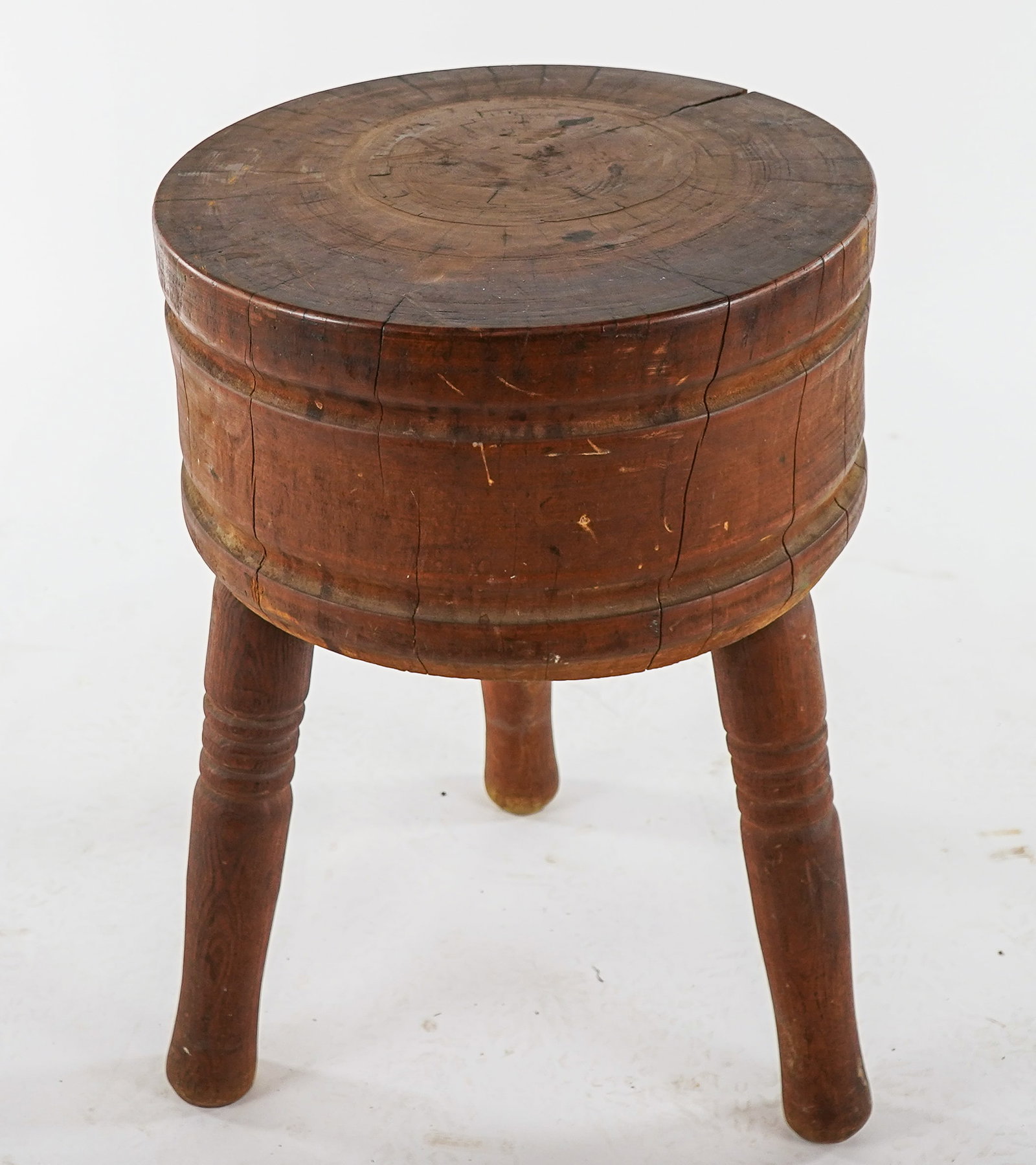 19th c Maple round butcher block - 4