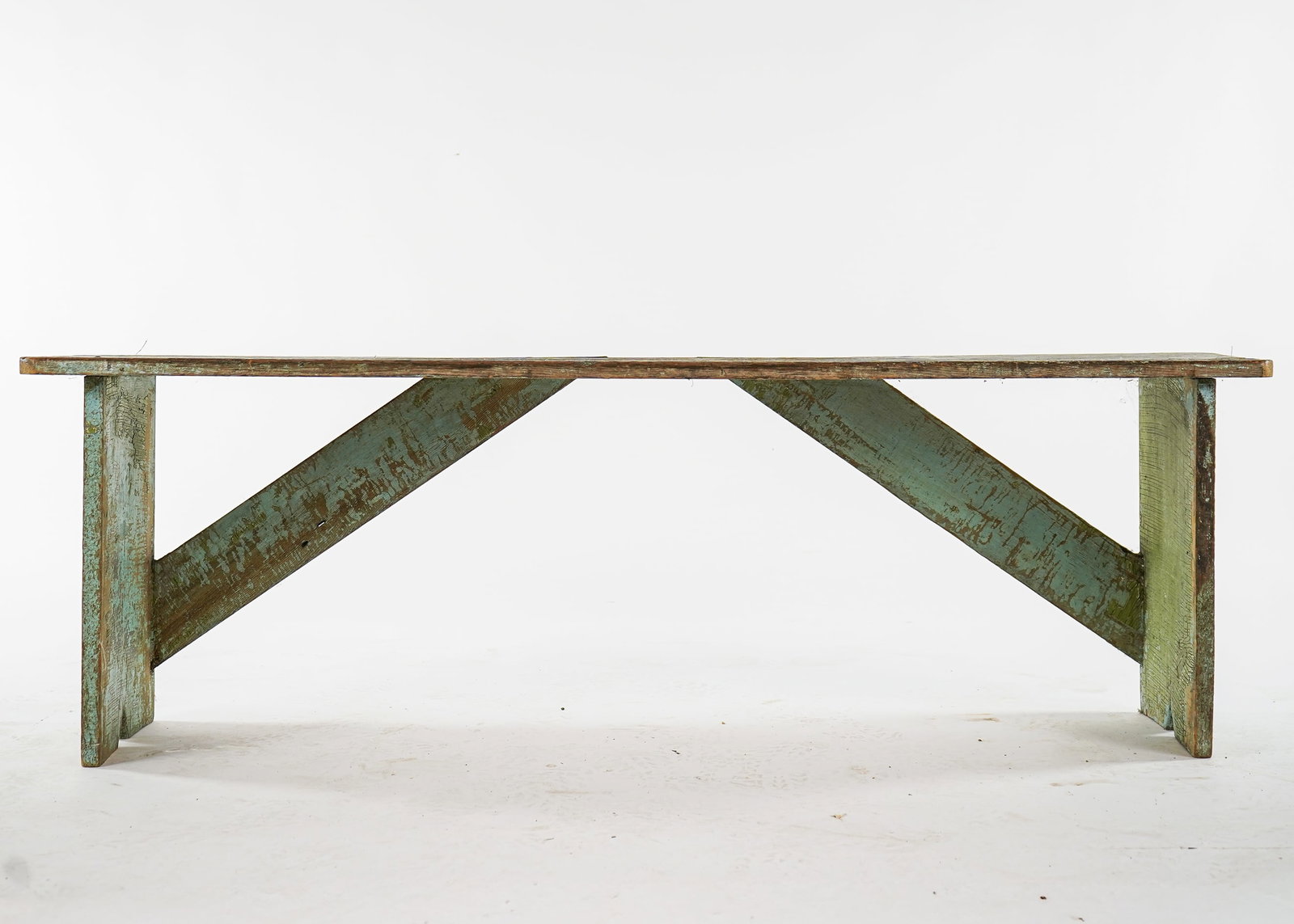19th c Pine bootjack end bench - 2
