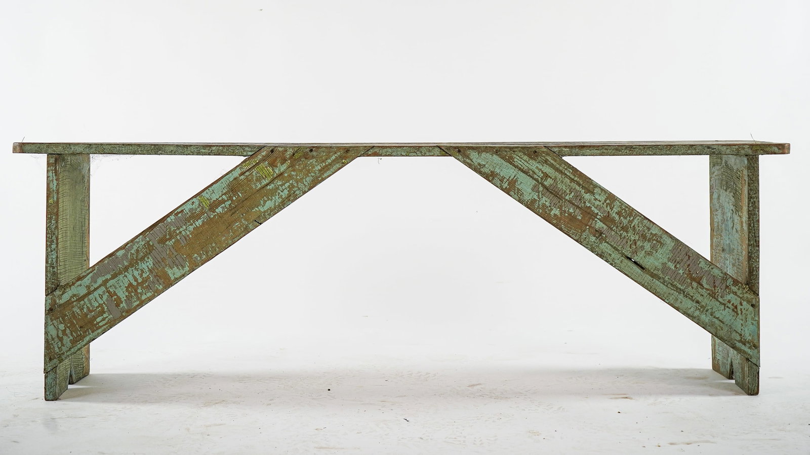 19th c Pine bootjack end bench - 4
