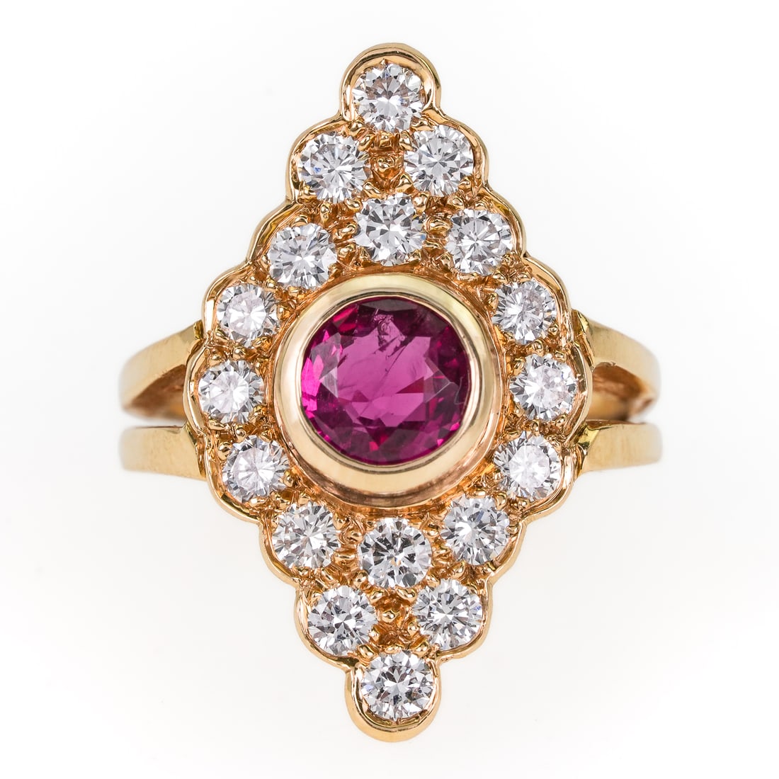 Fine Burma Ruby & Diamond 14k Ring - 2