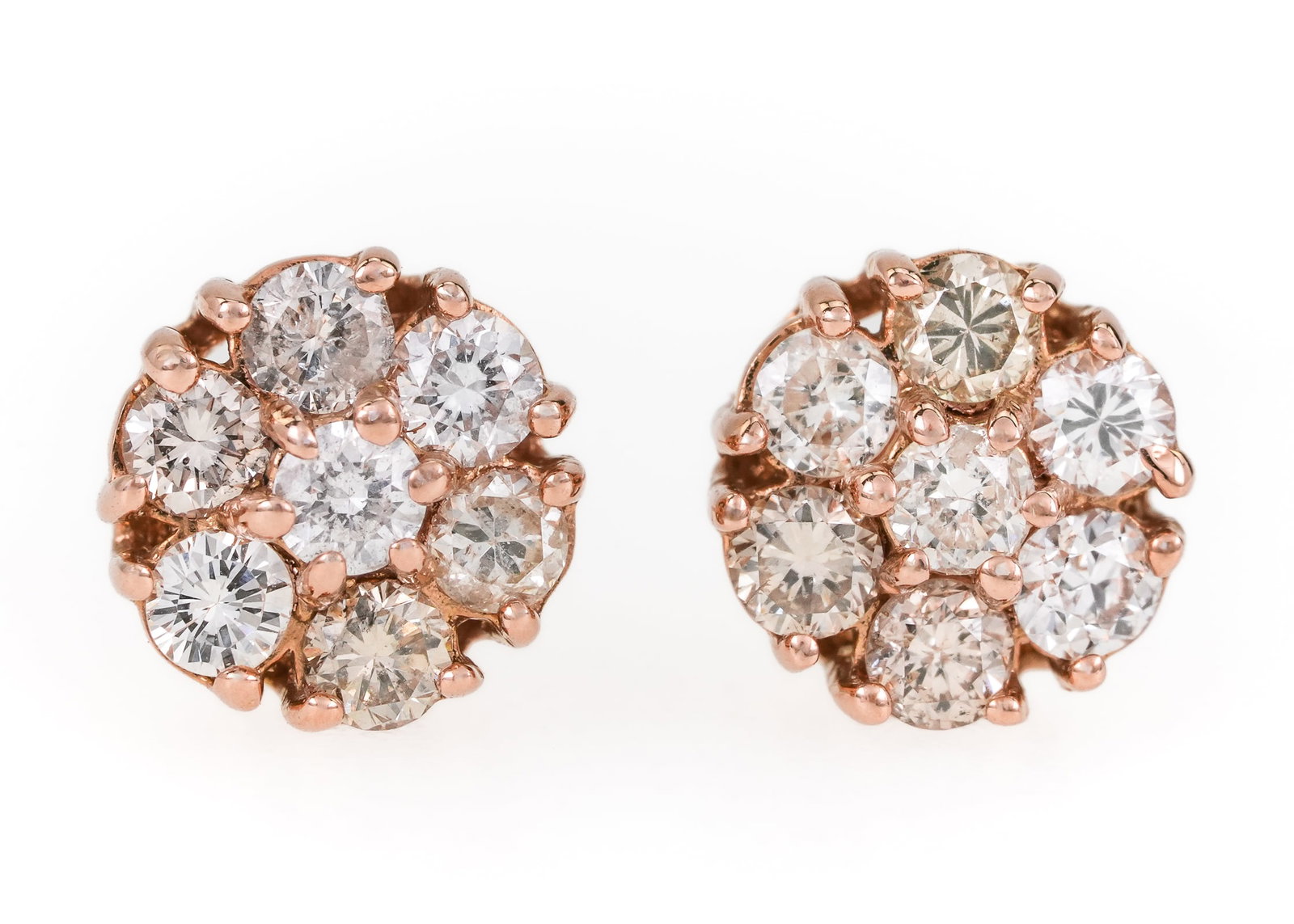 Diamond Flower Stud Earrings - 2