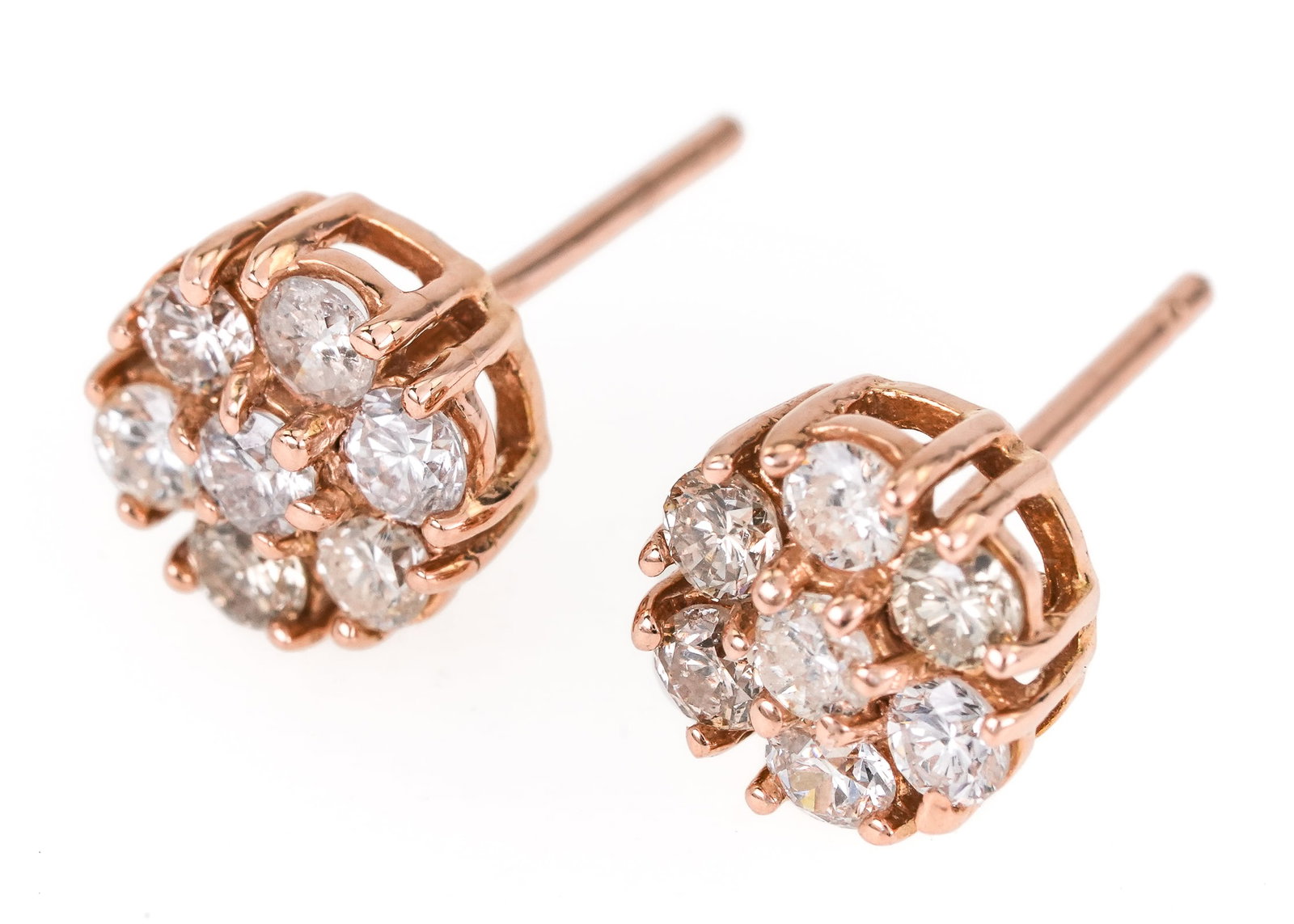 Diamond Flower Stud Earrings - 3