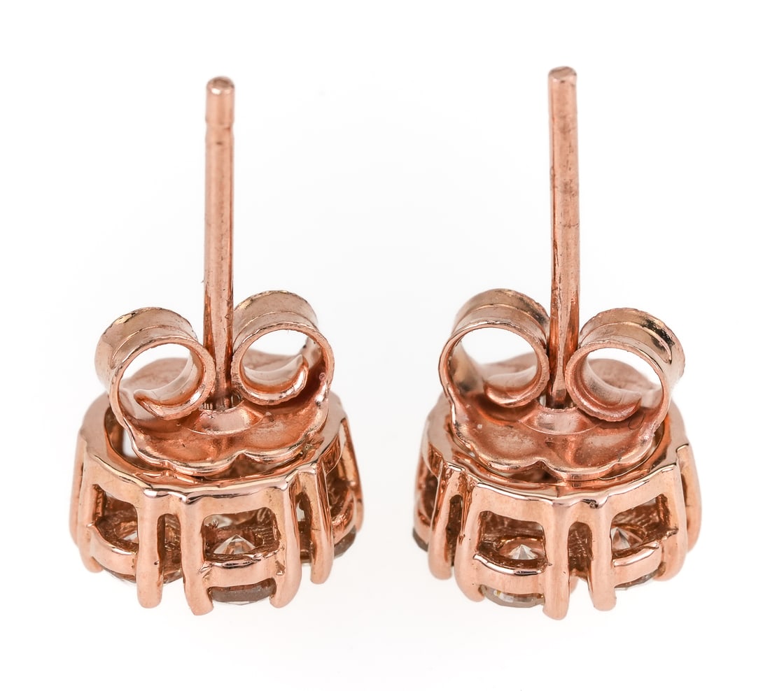 Diamond Flower Stud Earrings - 4