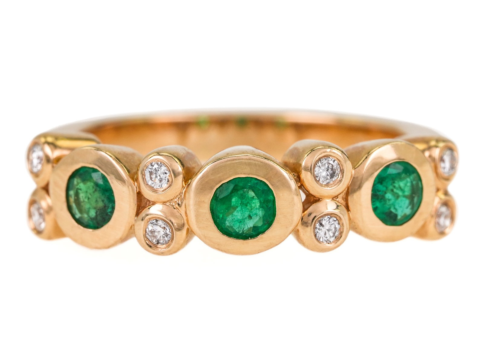 Emerald, Diamond, & 14k Bezel Ring - 2