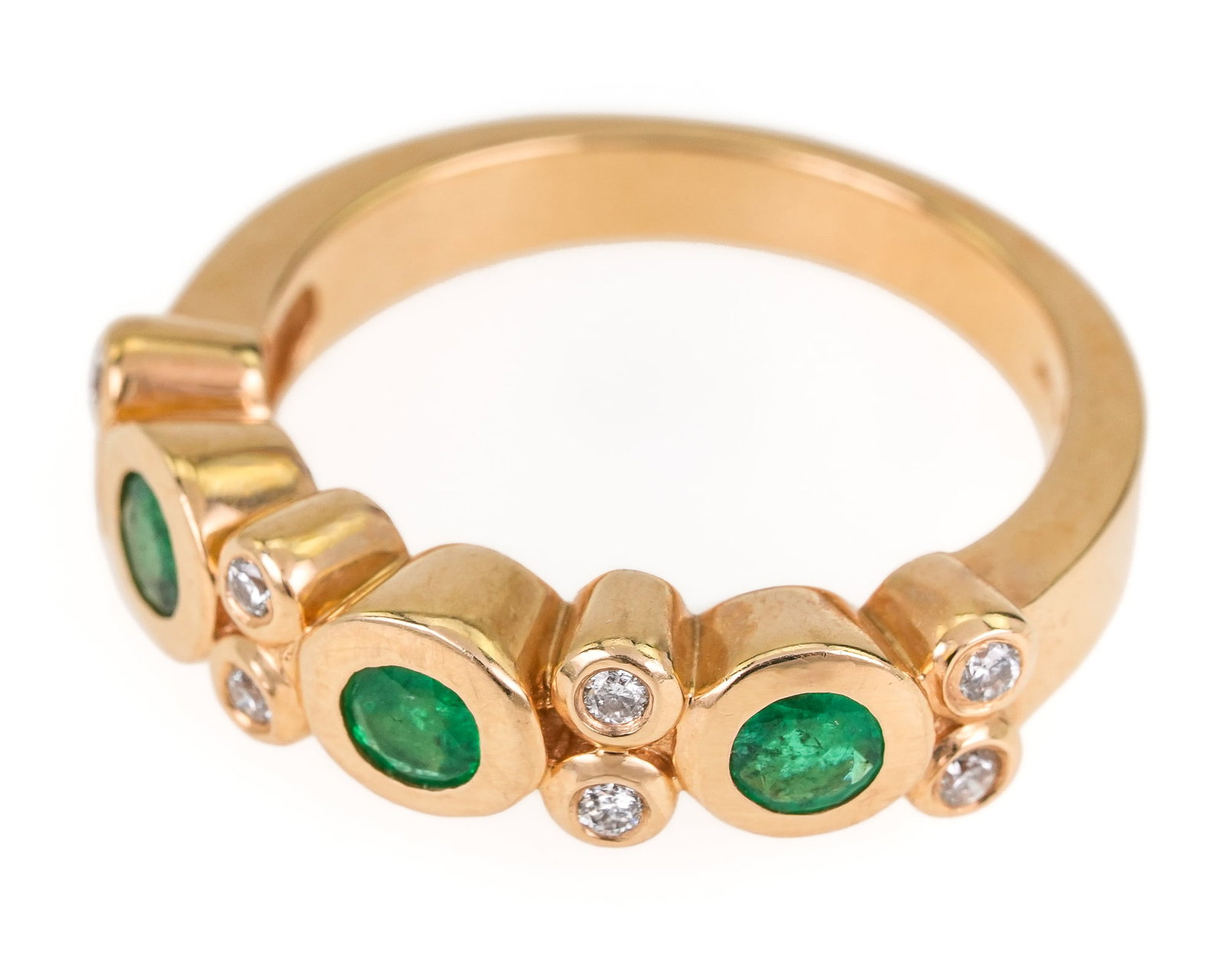 Emerald, Diamond, & 14k Bezel Ring - 3