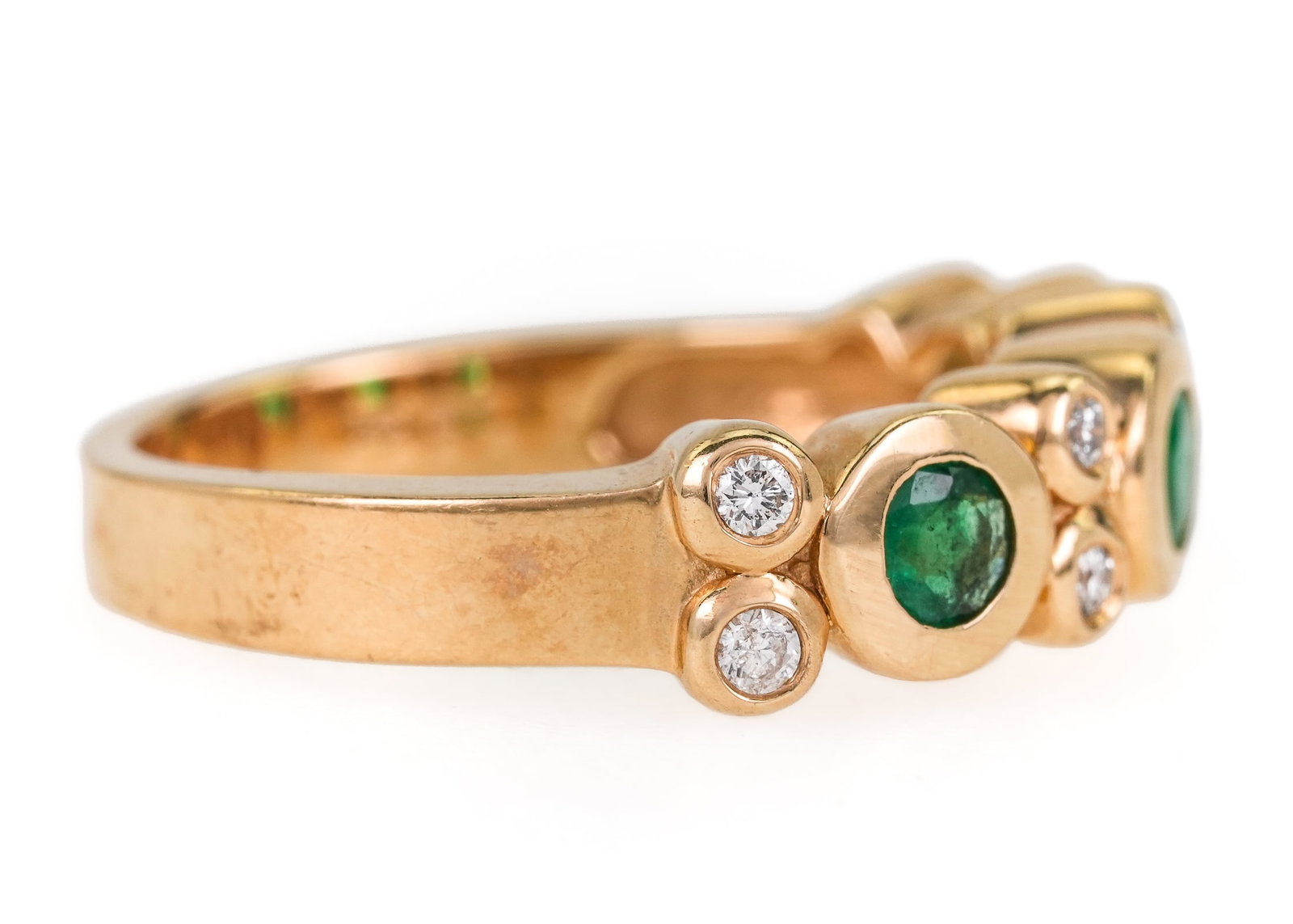 Emerald, Diamond, & 14k Bezel Ring - 4