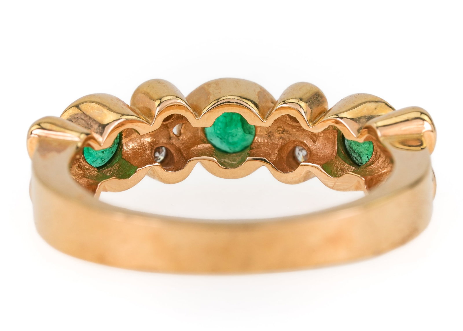 Emerald, Diamond, & 14k Bezel Ring - 5