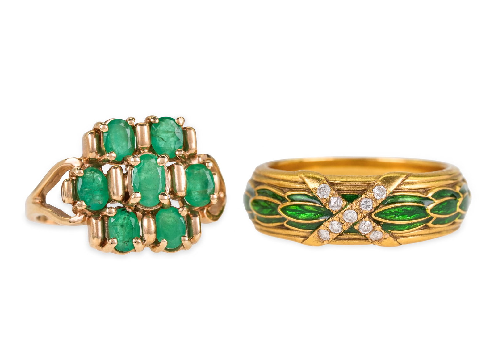 2 14k Rings with Emeralds & Diamonds (1 of 4)