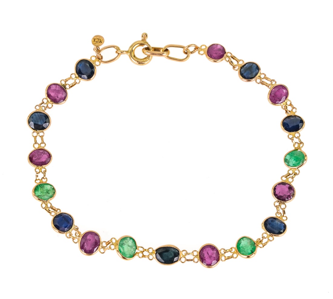 14k, Emerald, Sapphire, & Ruby 3 Piece Set - 2