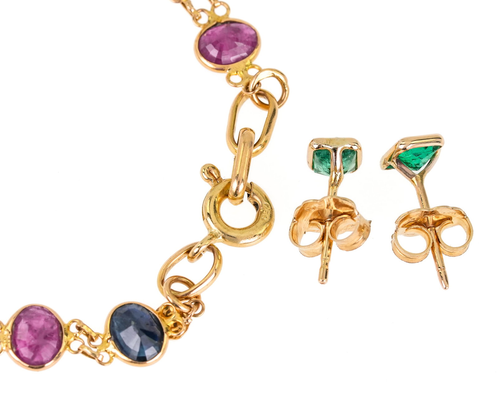14k, Emerald, Sapphire, & Ruby 3 Piece Set - 5