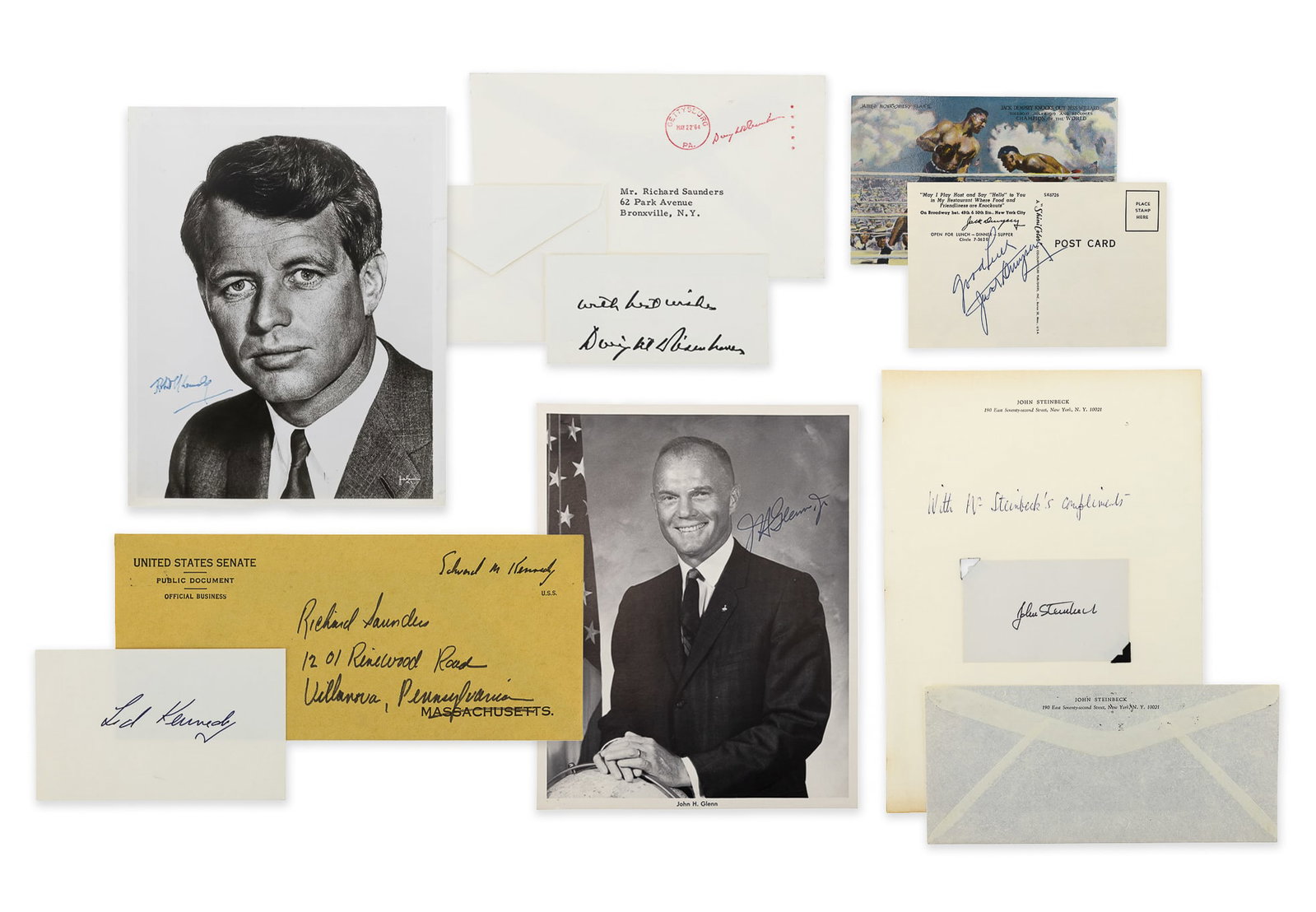 179 pc American Autograph Collection: Collection of 179 autographs collected in the early 1960's, including Presidents, Supreme Court Justices, US Congressmen, Scientists, Physicians, Inventors, Public and Political figures, Authors, Mili