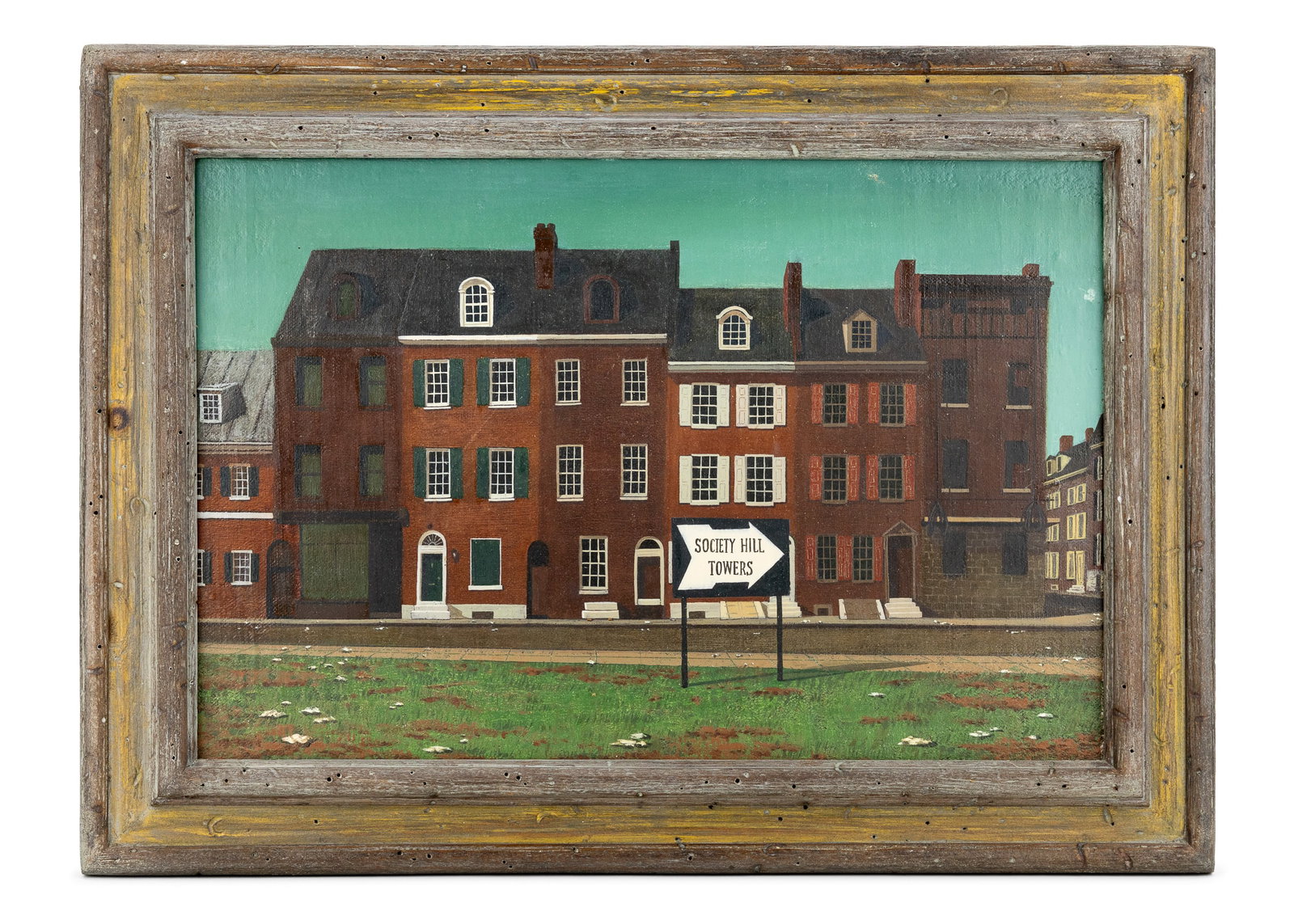 Allen Koss (AM 1931-1998) Society Hill Towers: Allen Koss (American 1931-1998) Society Hill Towers - oil on panel 10 x 15" 13 x 19" as framed. Koss was a Philadelphia based artist who delighted in painting architecture, and scenes of life.