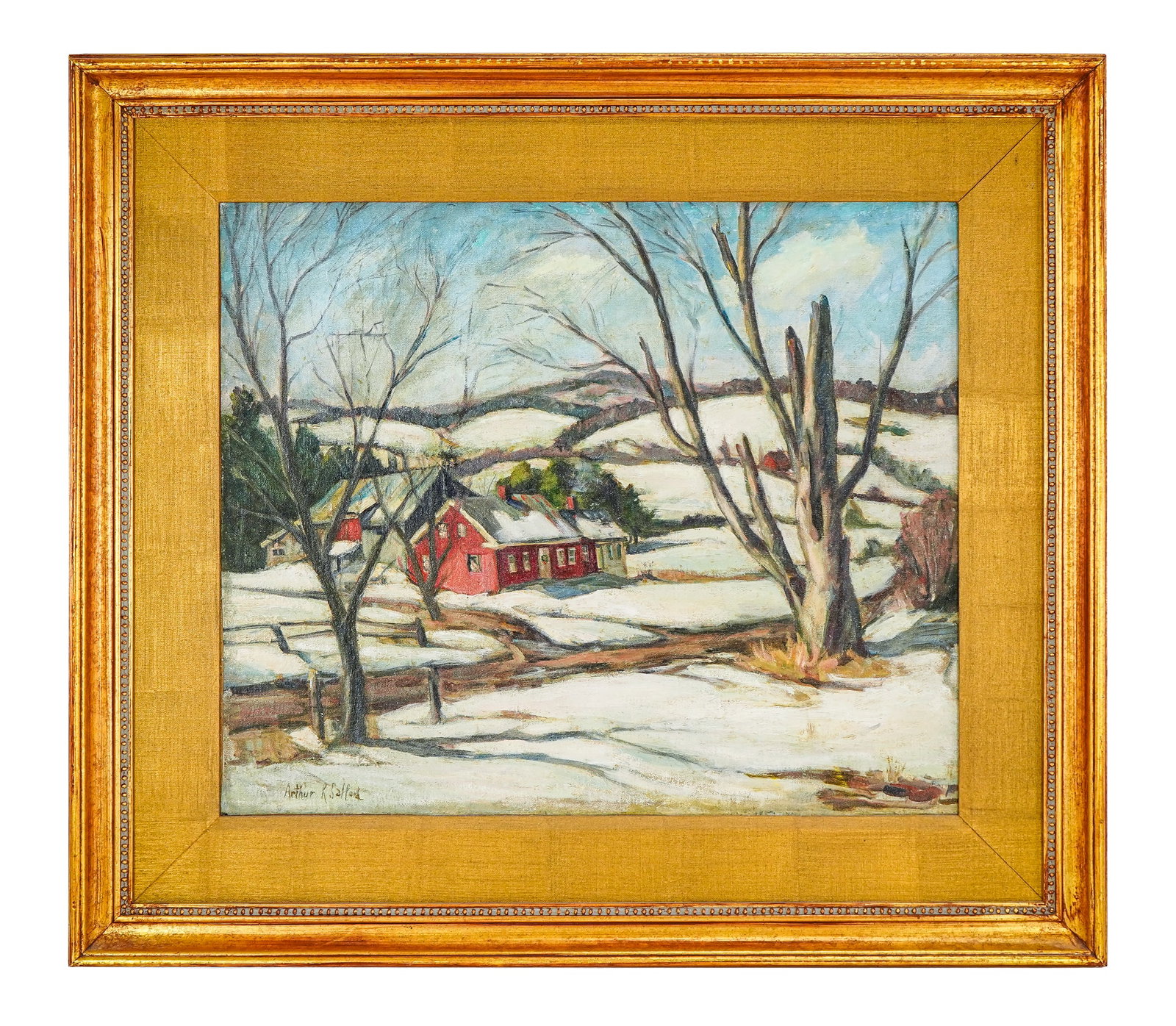 Arthur R Safford (AM 1900-1992) New England Winter scene: Arthur R Safford (American 1900-1992) New England Winter Scene Signed lower left 20 x 24" 29 x 33" as framed - A painter of seascapes, portraits, and figures, Safford's style is best described as roma