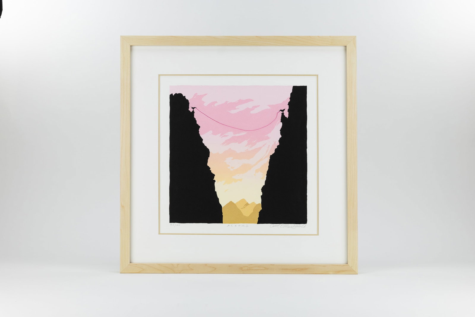 Carol MacDonald (VT Contemporary) Accord: Carol MacDonald (Vermont Contemporary) Accord - Serigraph on paper signed lower margin editioned 53/100 - plate 11 x 11" 19 x 19" From the Artist herself " I tug at the threads of our shared