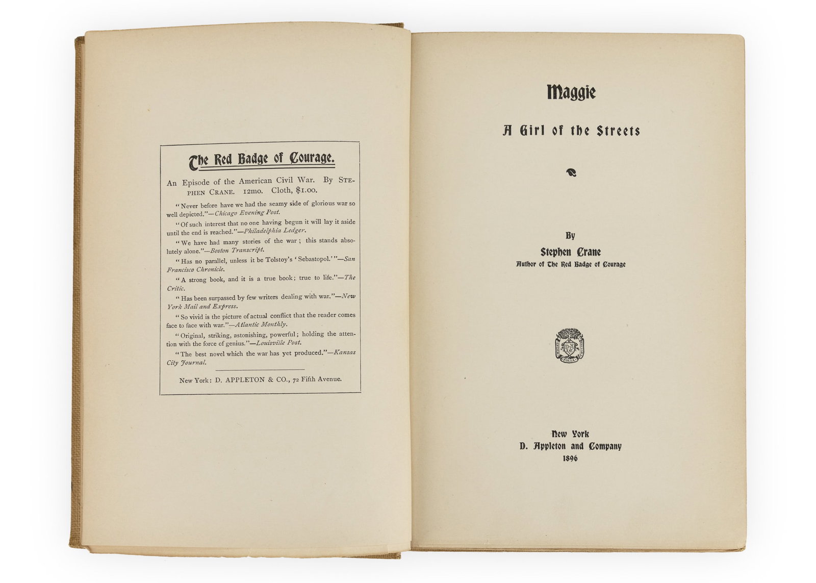 1896 Stephen Crane "Maggie" - 4