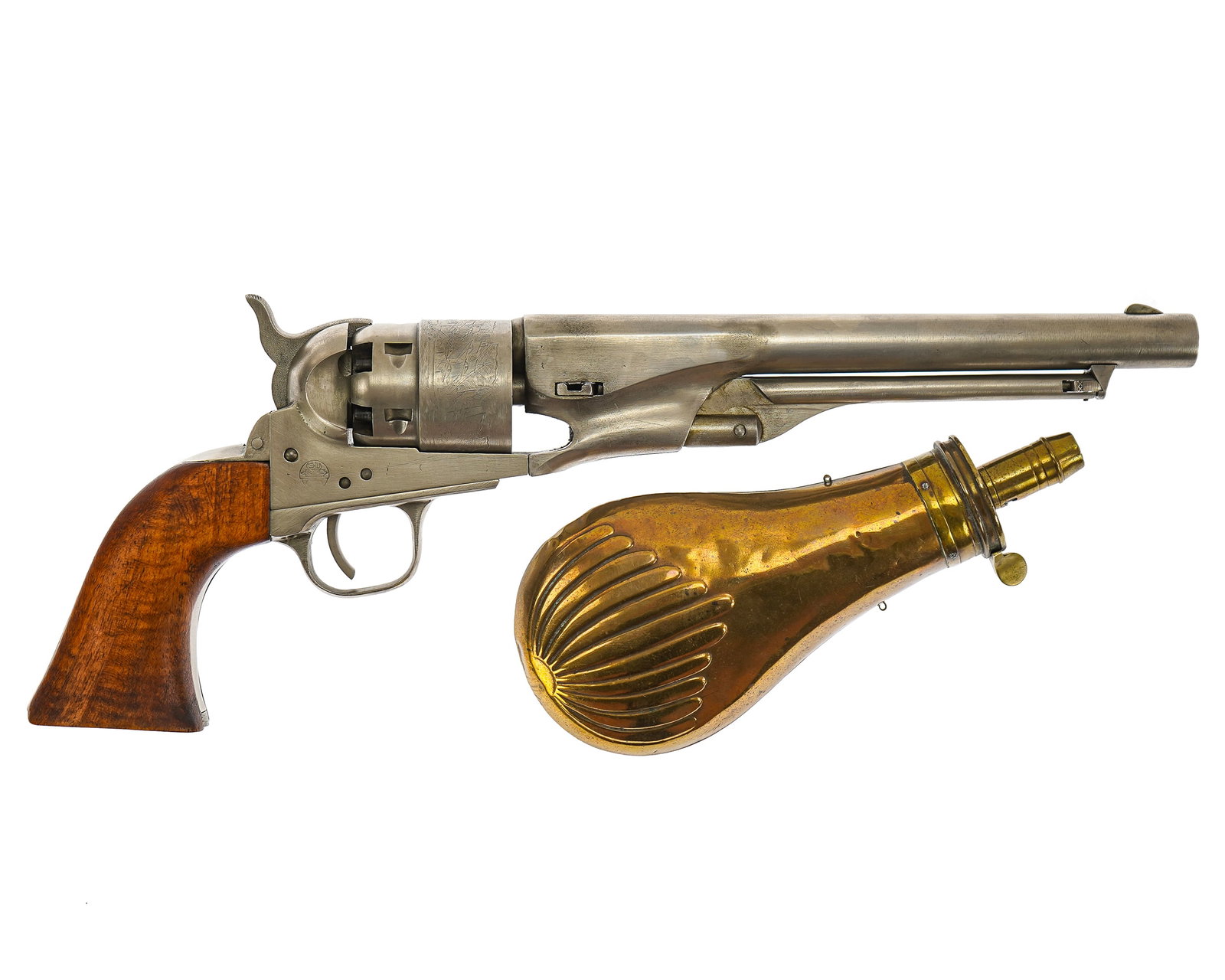 CVA 1860 Army Pistol with 19th c Powder flask (1 of 11)
