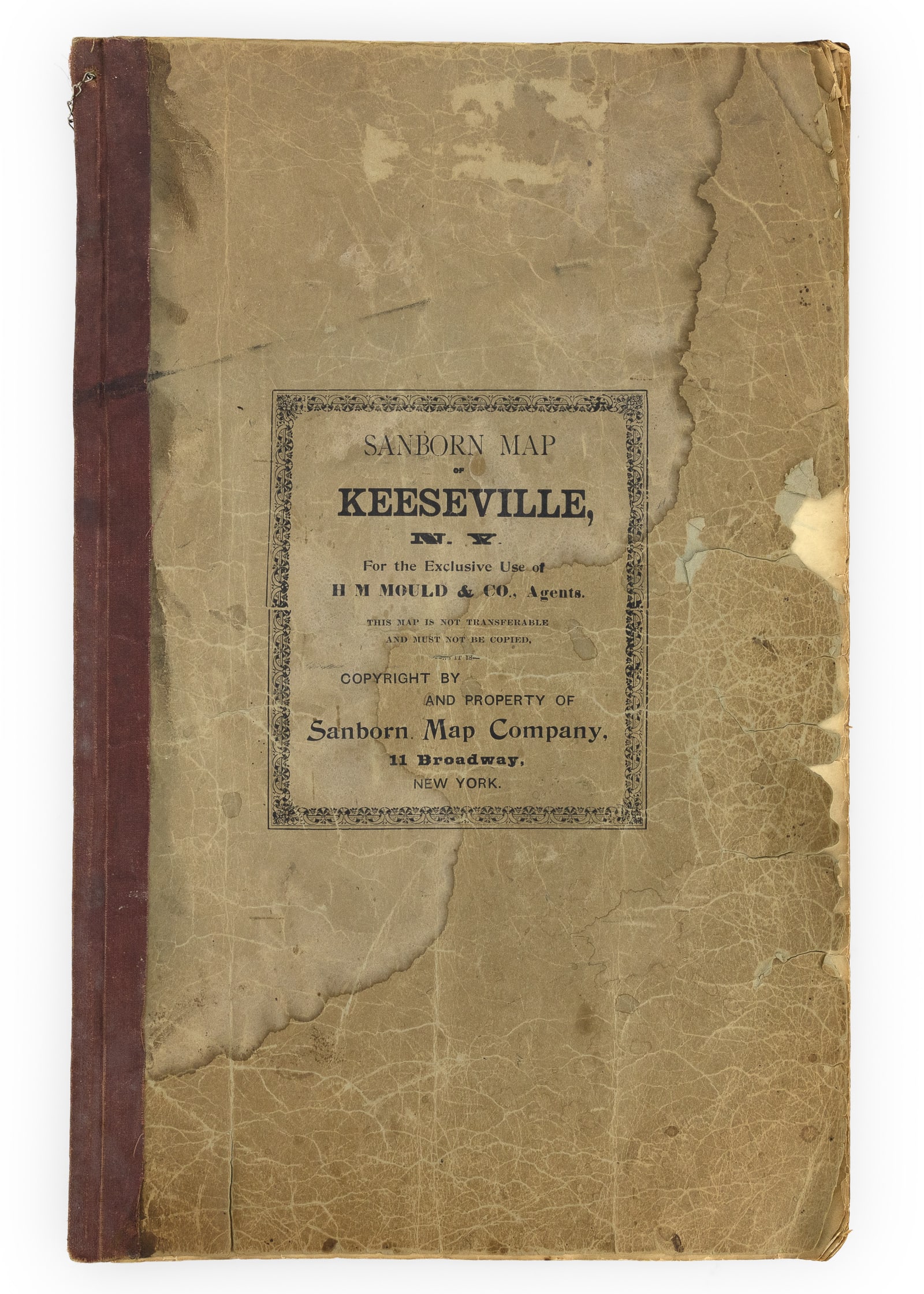 1906 Sanborn Map of Keeseville, NY: 1906 Sanborn Map Co insurance map of Keeseville, NY, hand colored, cover has losses, maps are intact, 21" x 13"