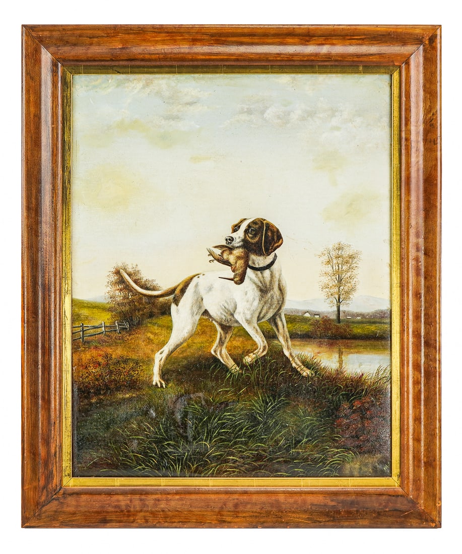 19th c oil on canvas of a Pointer (1 of 5)