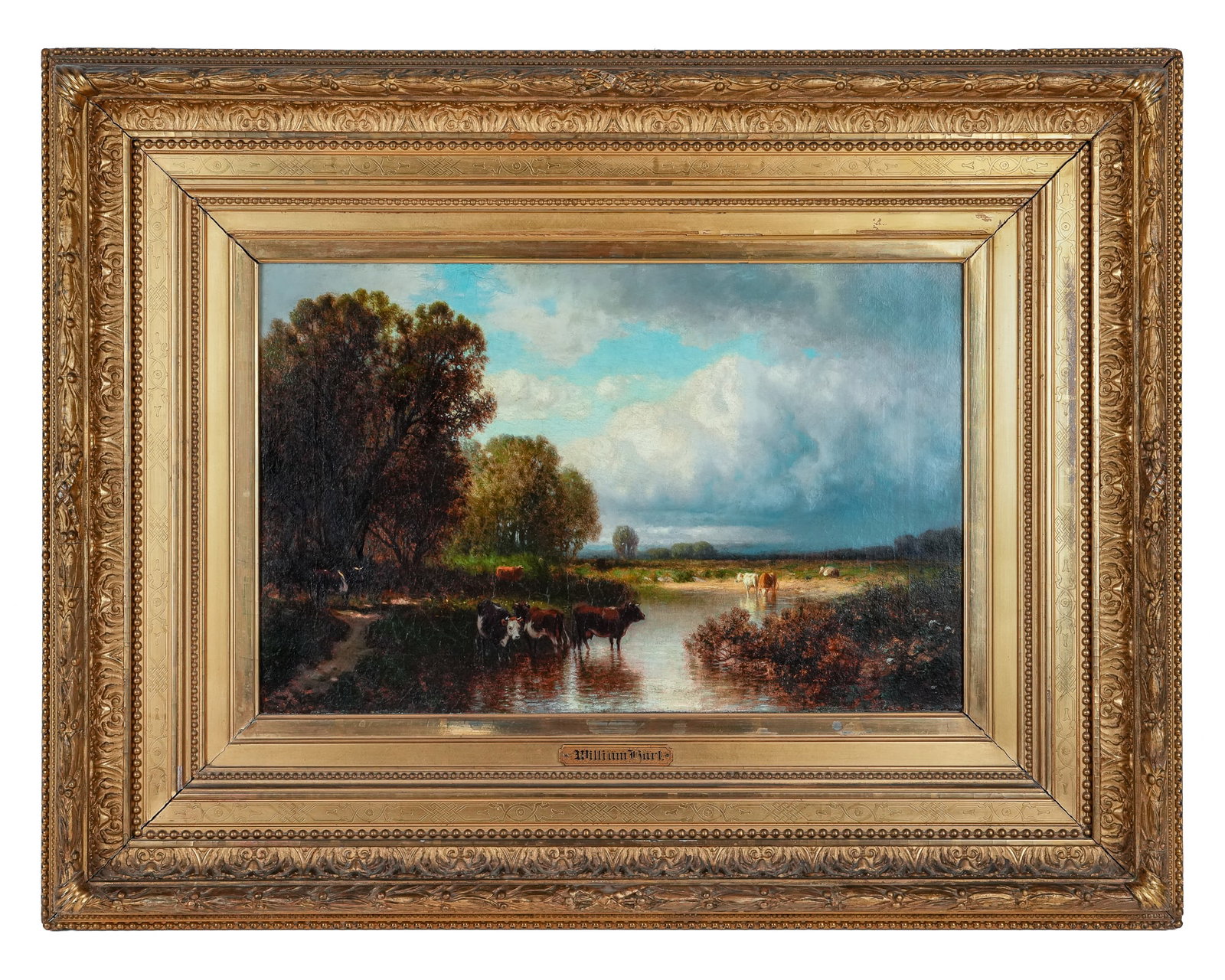 WIlliam Hart (AM 1823-1894) Midsummer Grazing: William Hart (American 1823-1894) Midsummer Grazing signed lower right dated 1870 - oil on canvas 18 x 24"- received full conservation in 2007 - As a lad Hart was apprenticed to a decorative painter