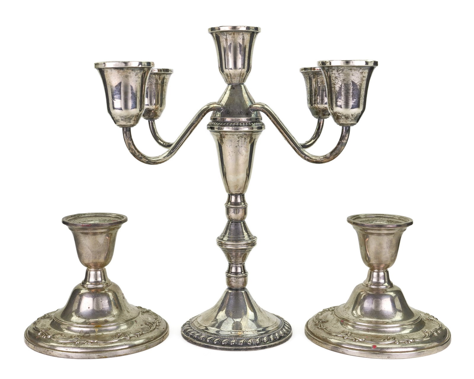 Weighted Sterling Candelabra and Candlesticks (1 of 1)