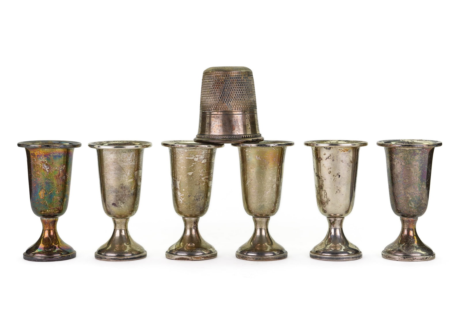 Tiffany Sterling Thimble Shot and 6 Cordials (1 of 1)