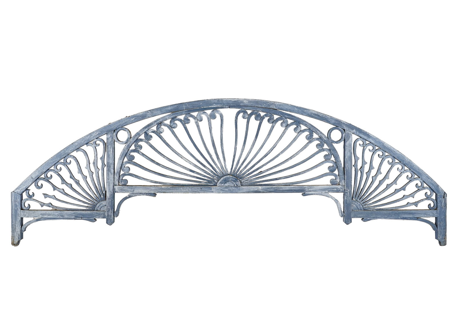 Painted Wooden Transom Arch: Ca 1920 Art Nouveau Painted wooden transom arch, approximately 86" x 30"