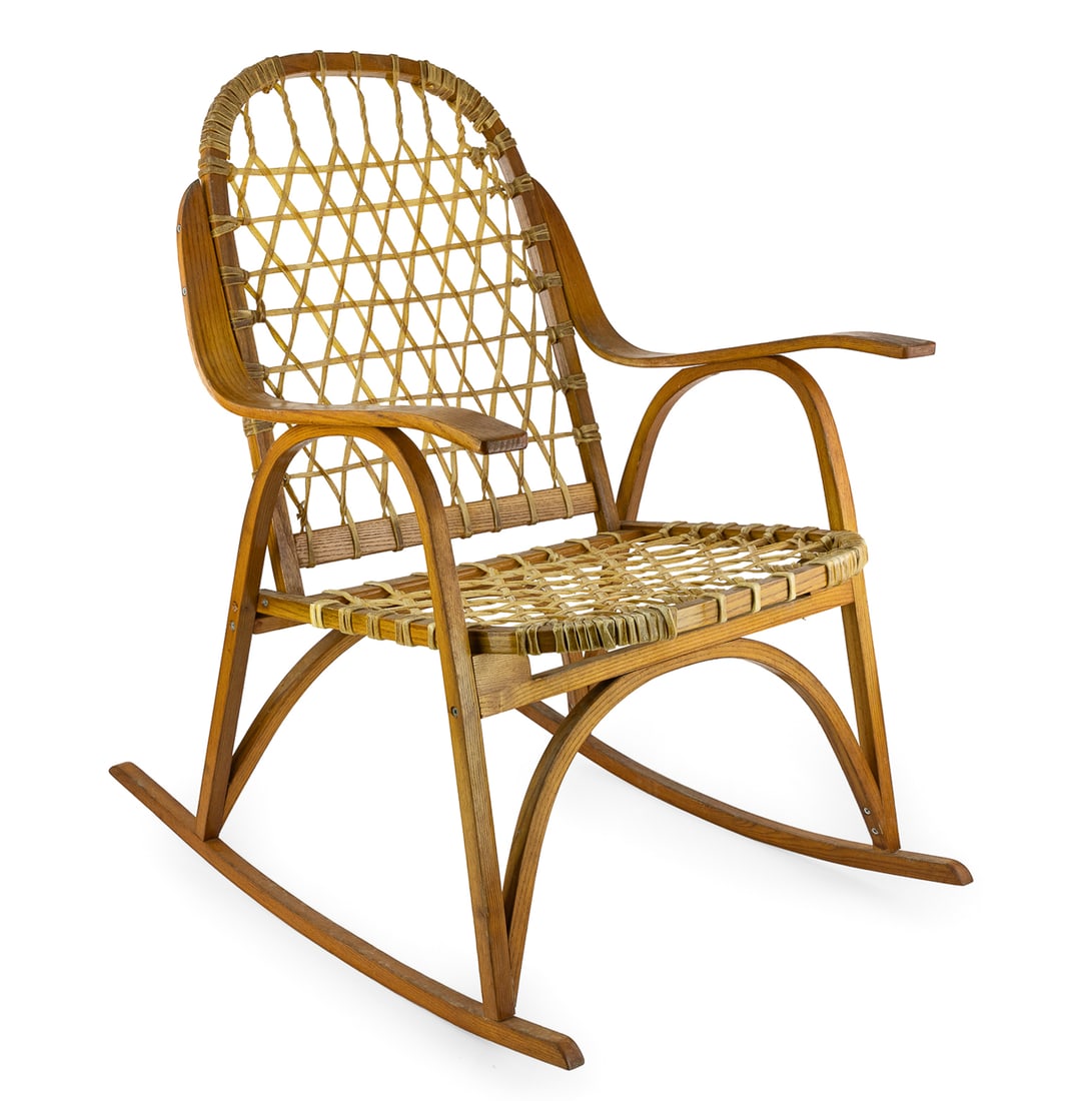 Tubbs Snowshoe Rocking Chair: Mid 20th c VT Tubbs style snowshoe rocking chair