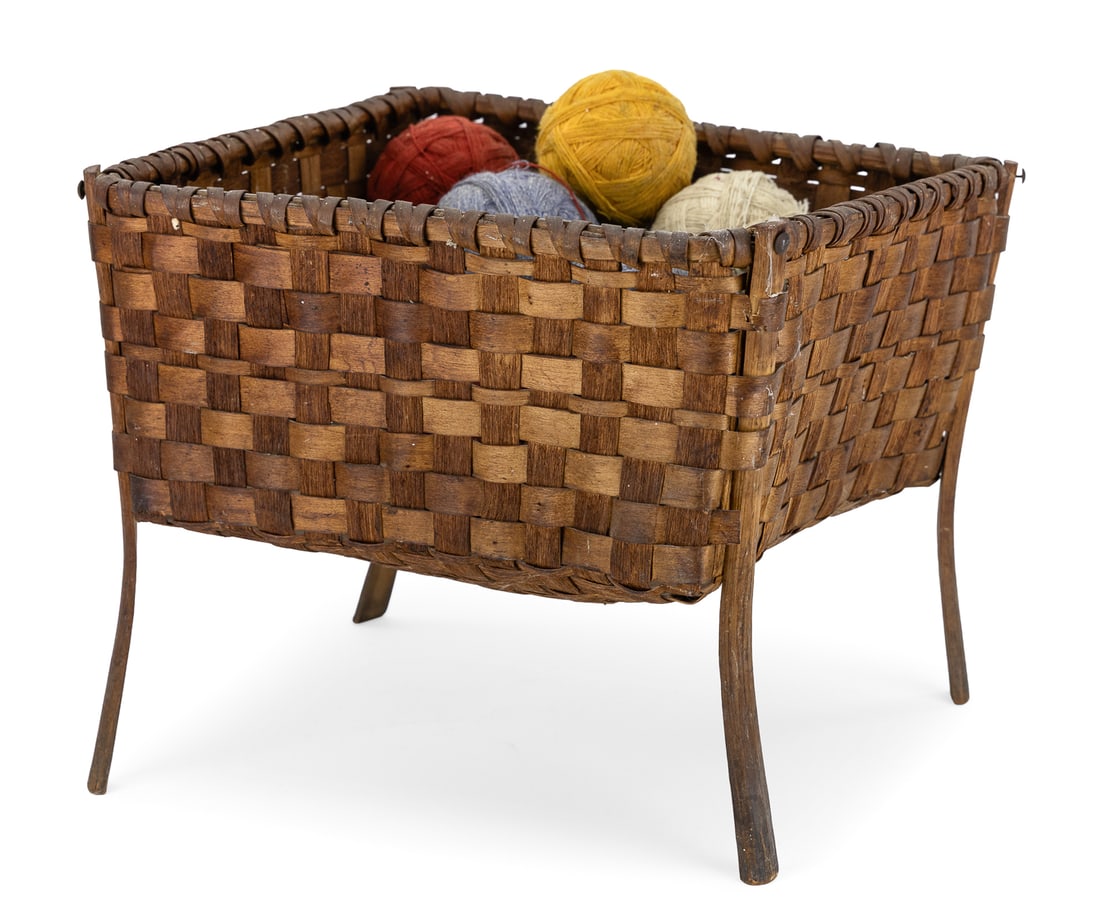 Unusual Work Basket with long legs: Unusual work basket/ drying basket on long legs, 12" x 12" x 10", legs a bit uneven