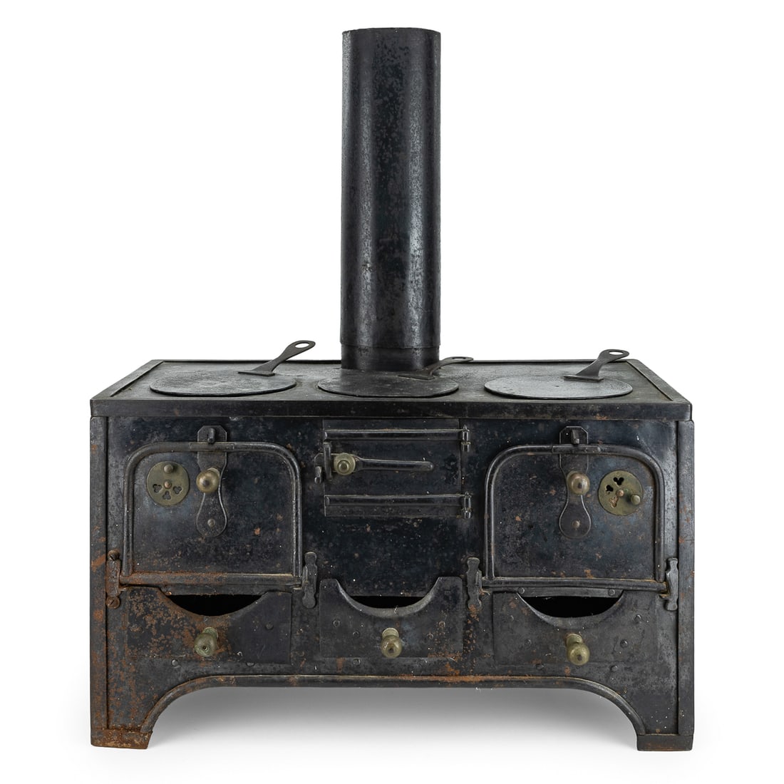Antique German Tinplate Toy Stove: Large 19th c German tinplate toy stove, 19 1/2' x 11" x 11"