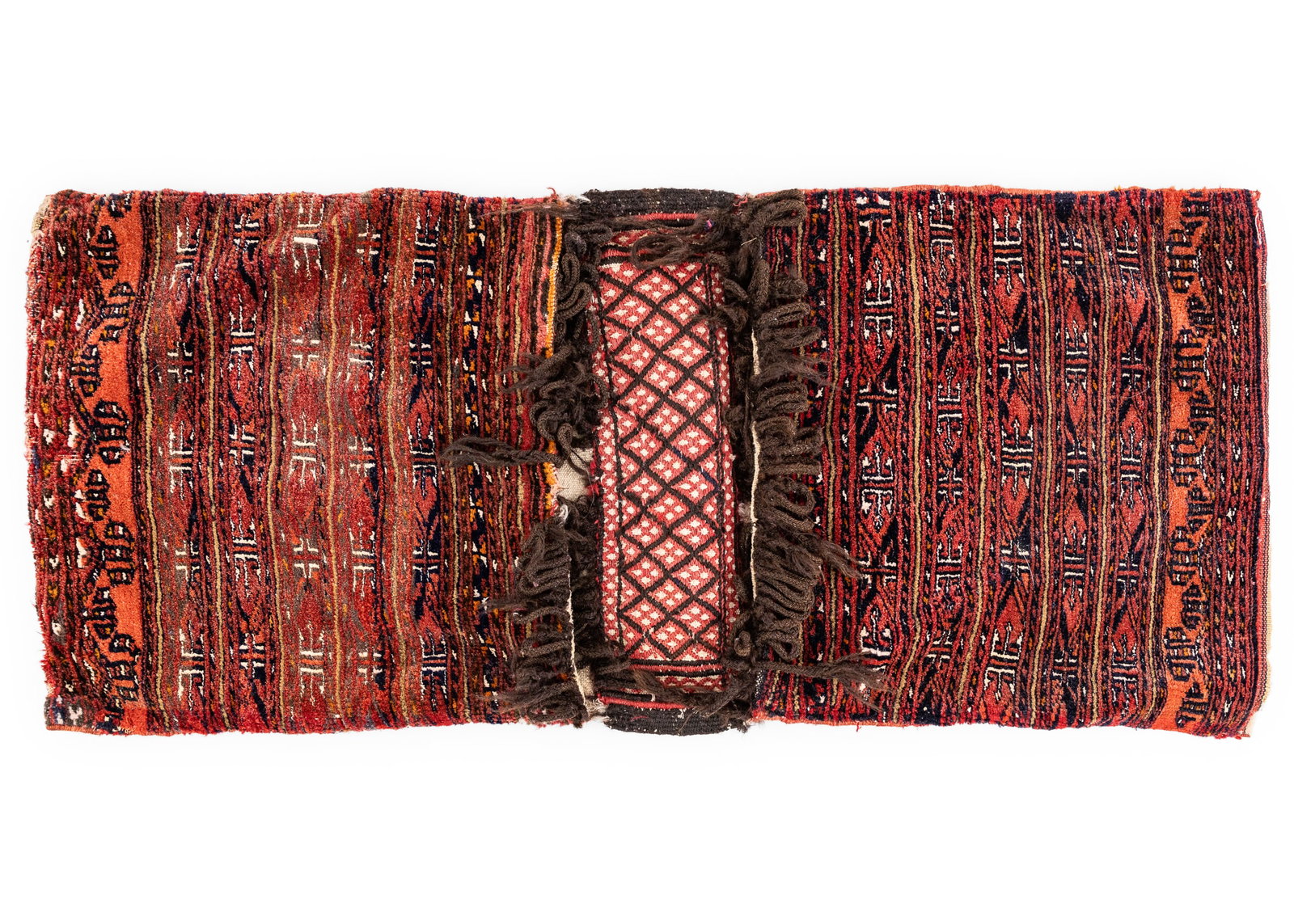 Tribal Tekke Double Saddle Bag: Tribal Tekke double saddle bag, late 20th c, 1' 5" x 3' 4"