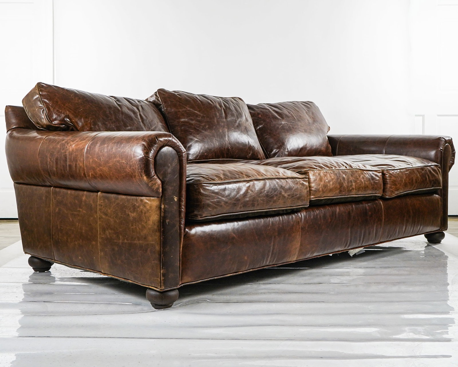 Restoration Hardware Leather Sofa - 3