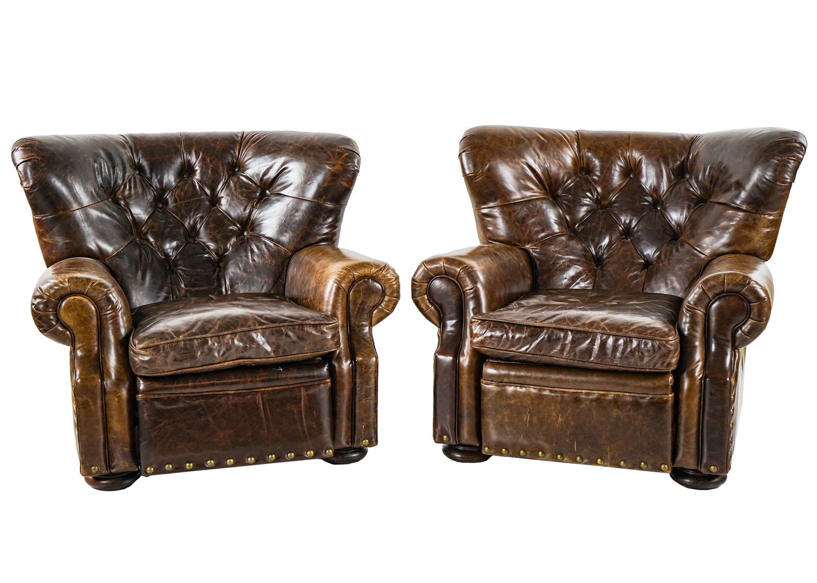 Pair of Leather Restoration Hardware Lounge Chairs (1 of 4)