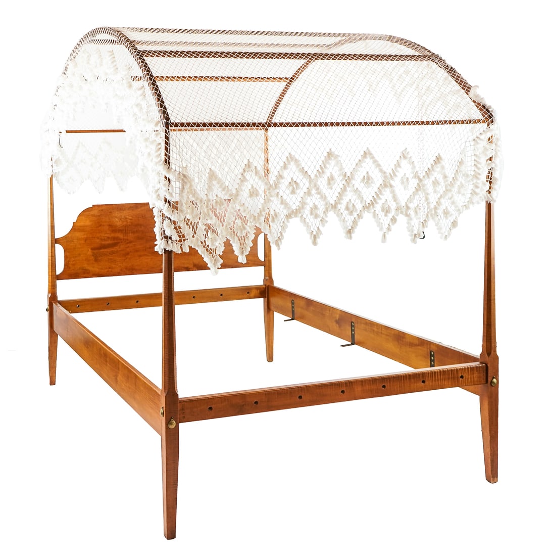Leonard's of Seekonk MA - Tiger Maple Canopy Bed (1 of 6)
