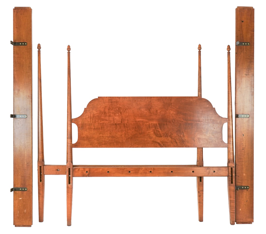 Leonard's of Seekonk MA - Tiger Maple Tall Post Bed (1 of 5)