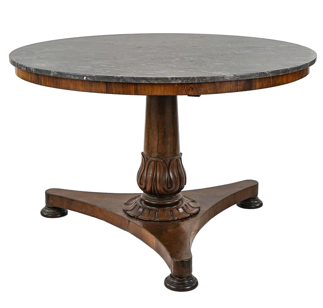 Biedermeier style parlor table with Fossilized marble top (1 of 4)