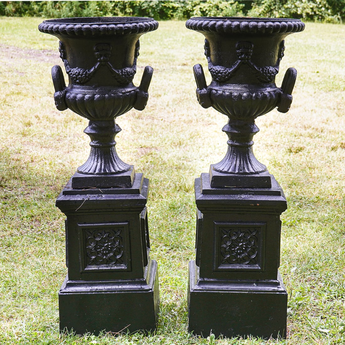 Pair of 19th c Cast Iron Neoclassical Planters (1 of 5)