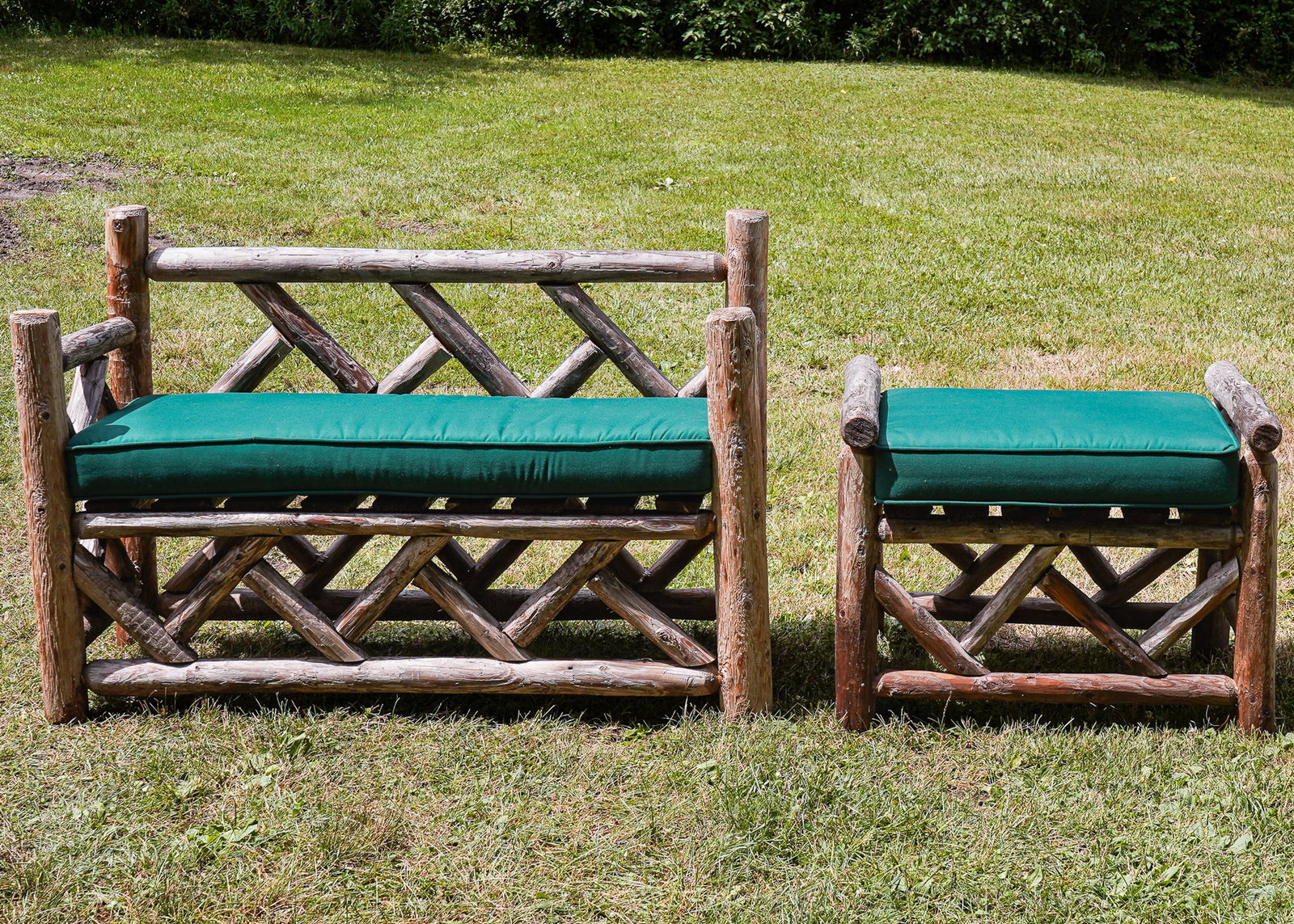 Adirondack Rustic Bench and Ottoman (1 of 4)