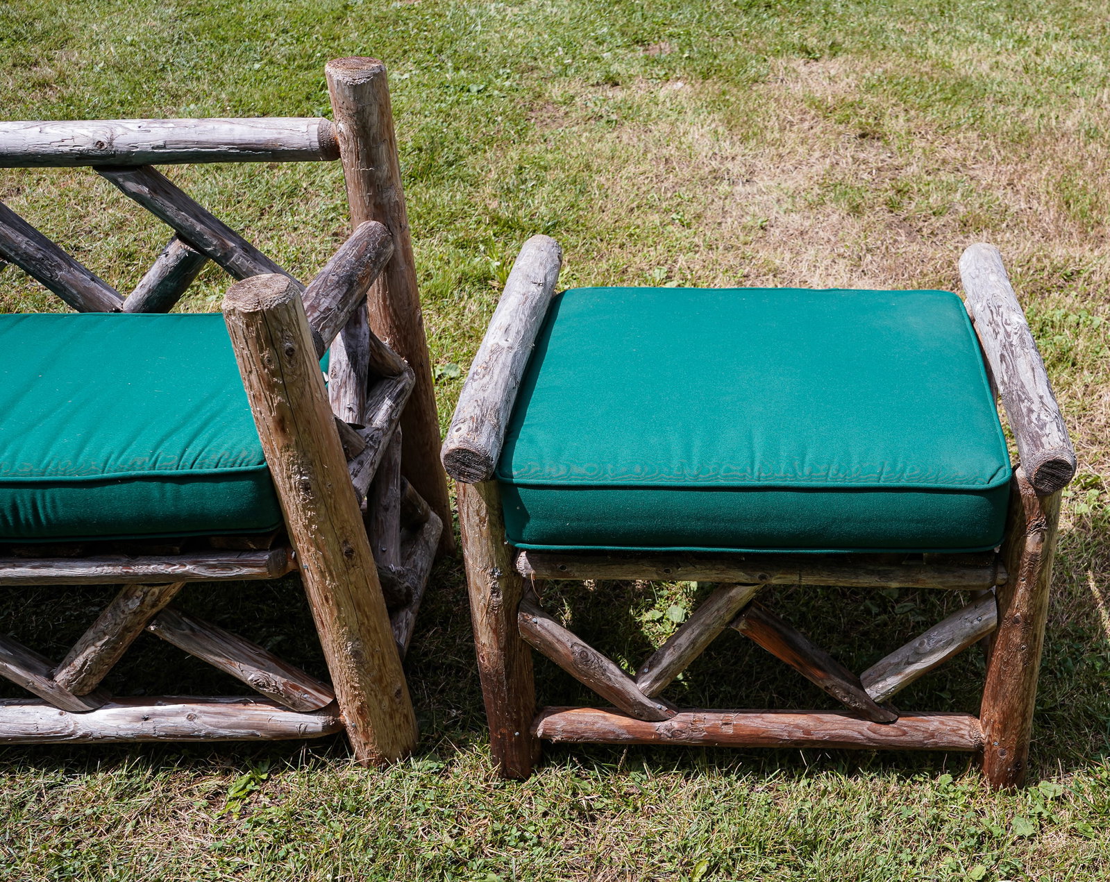 Adirondack Rustic Bench and Ottoman - 2