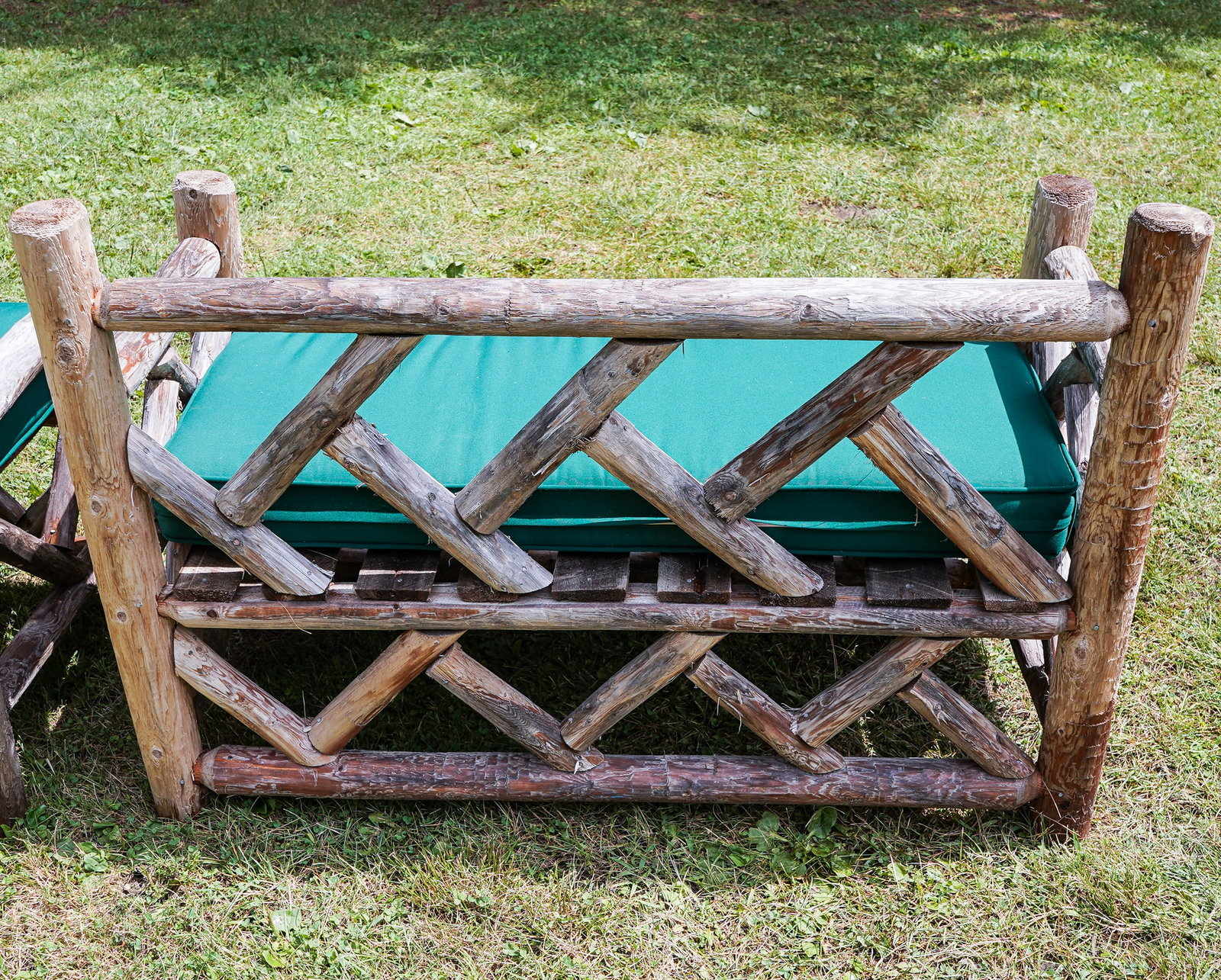 Adirondack Rustic Bench and Ottoman - 3